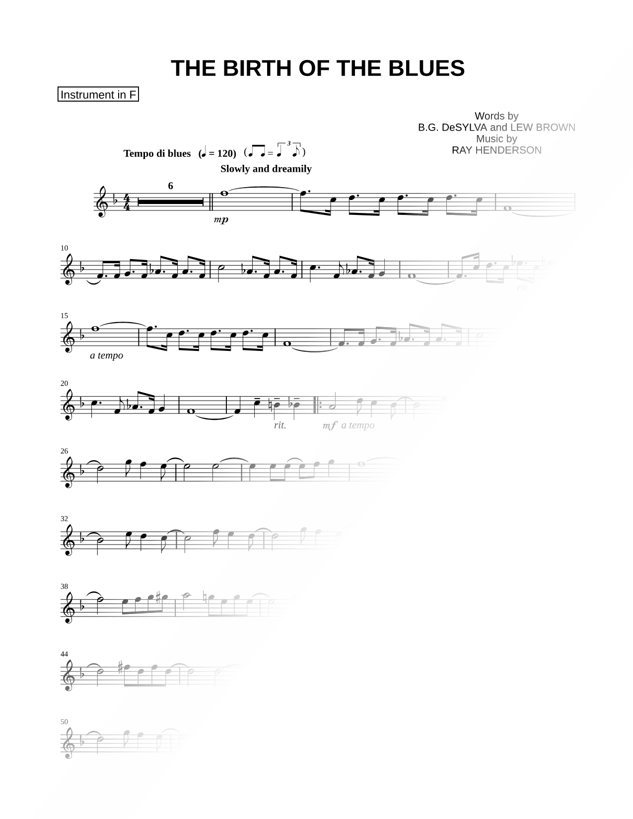 The Birth of the Blues - F Instrument