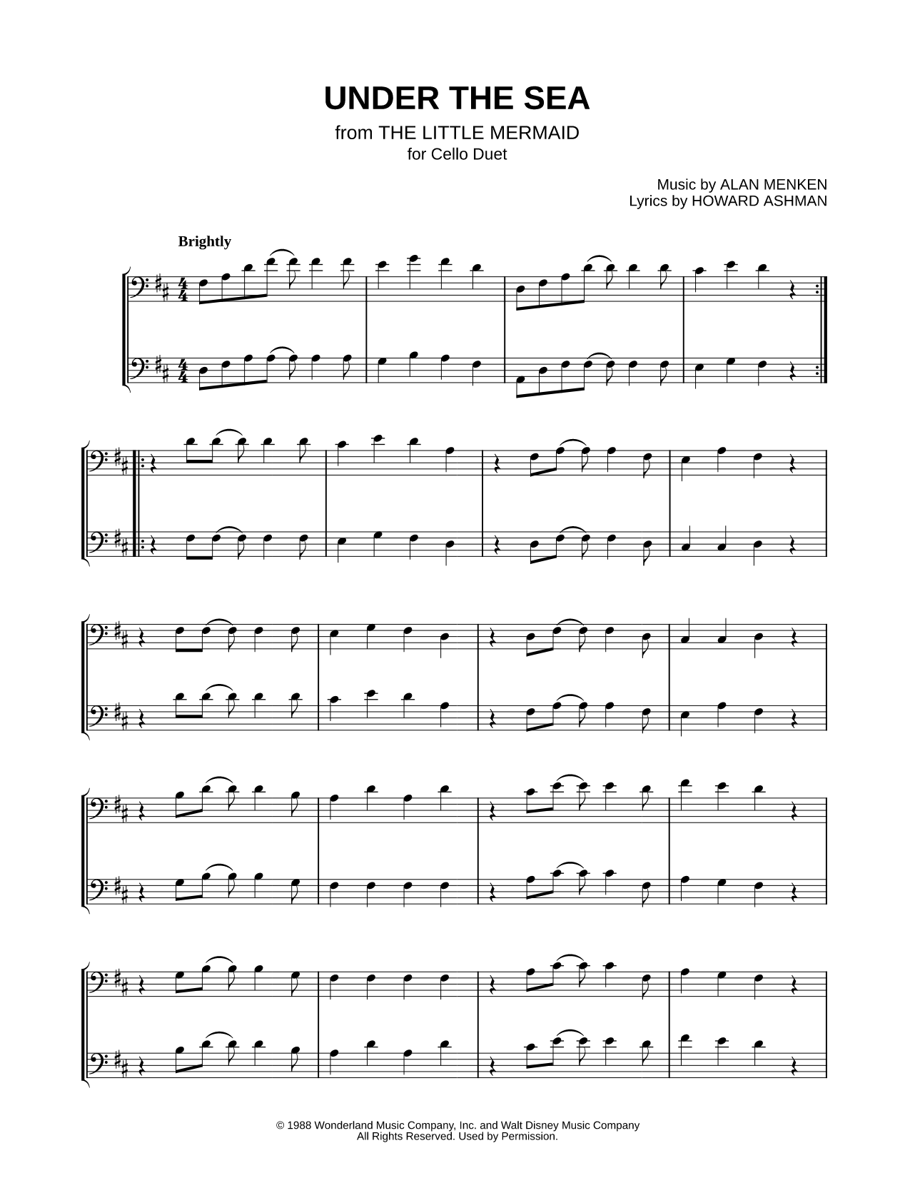 Under the Sea - Cello Duet