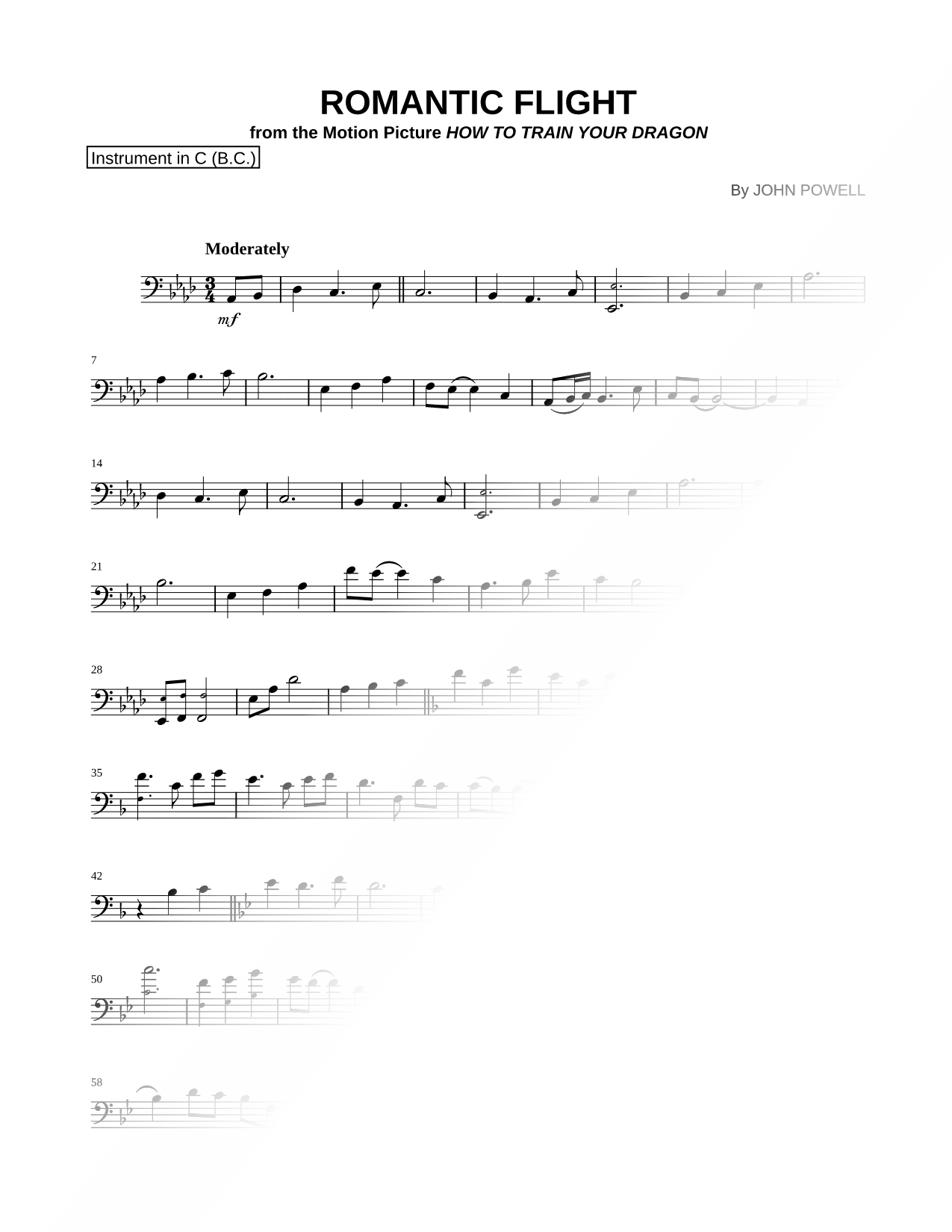 Romantic Flight - Bass Clef Instrument