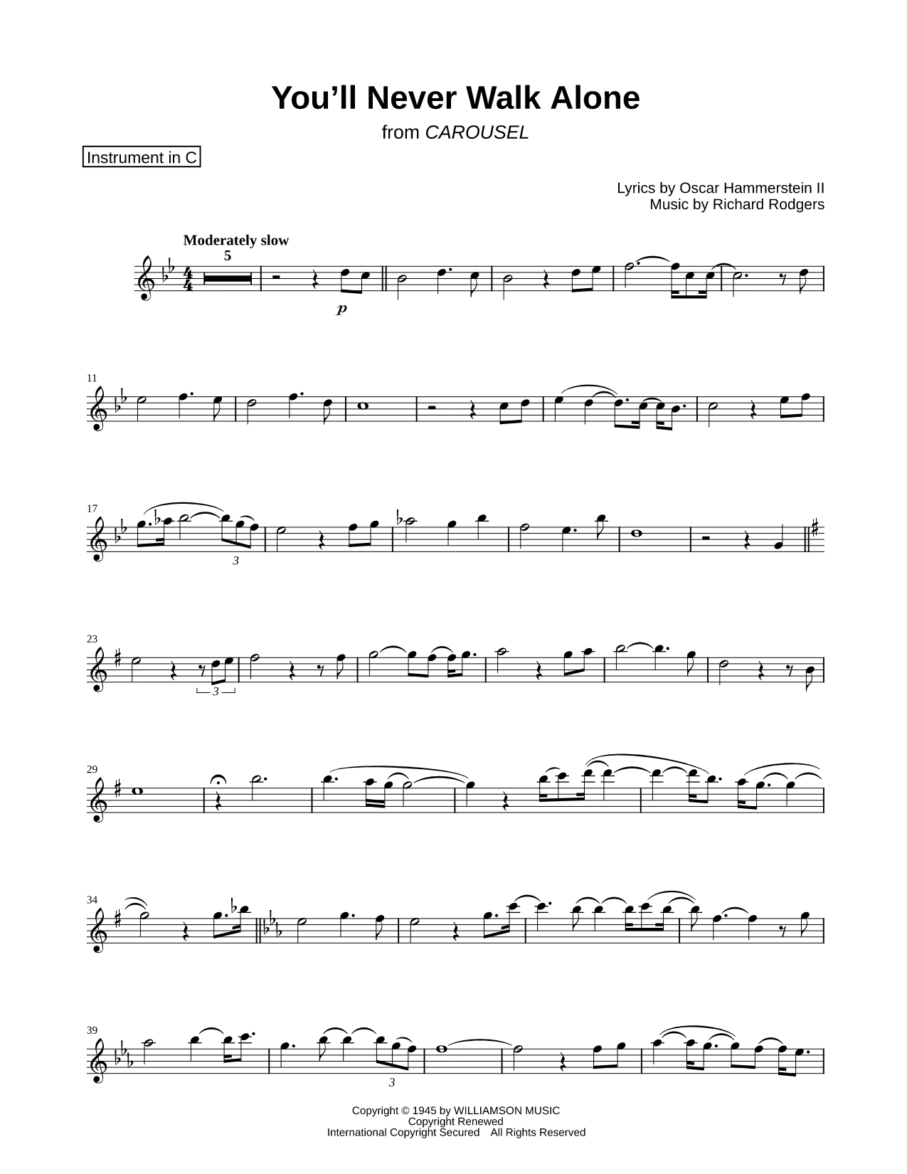 You'll Never Walk Alone - C Instrument
