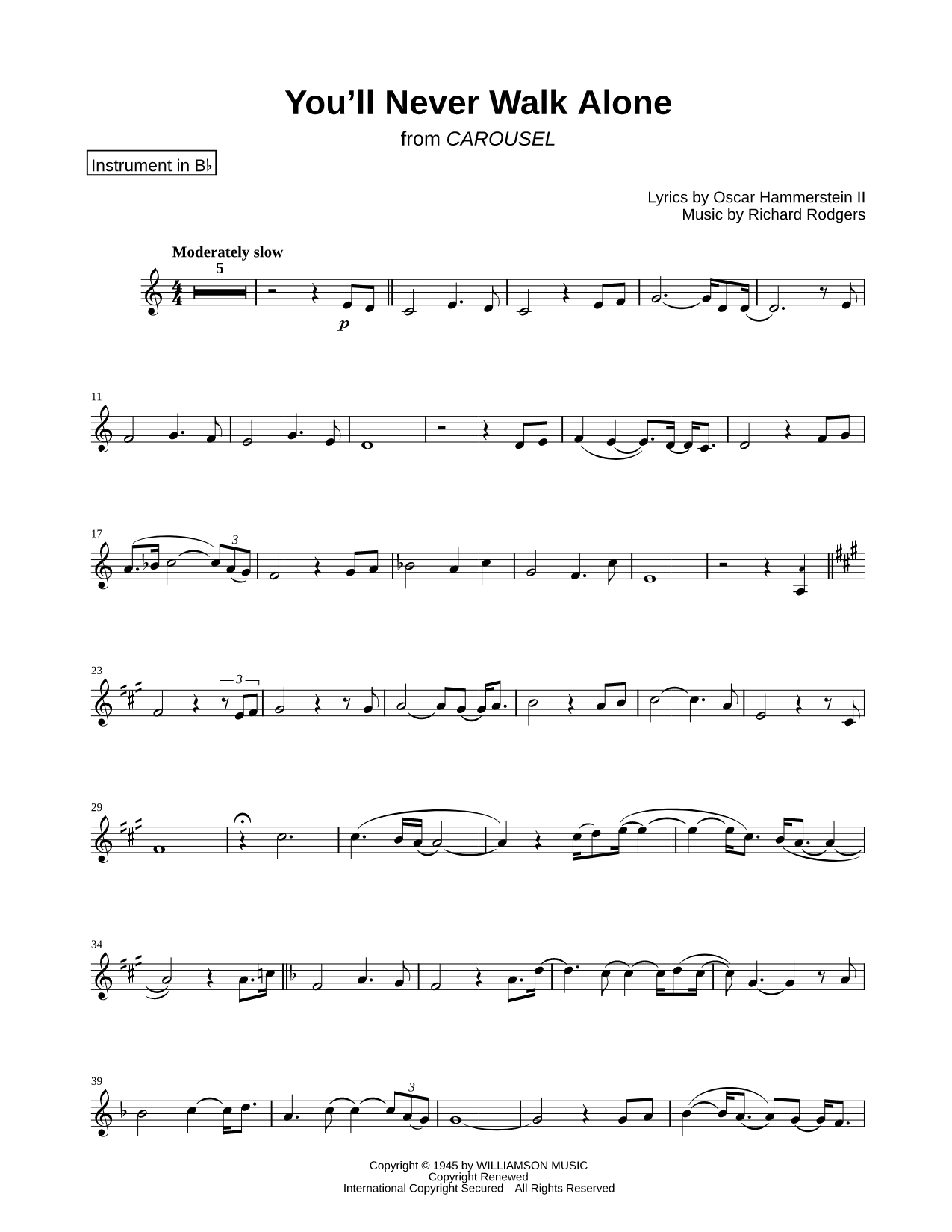 You'll Never Walk Alone - Bb Instrument