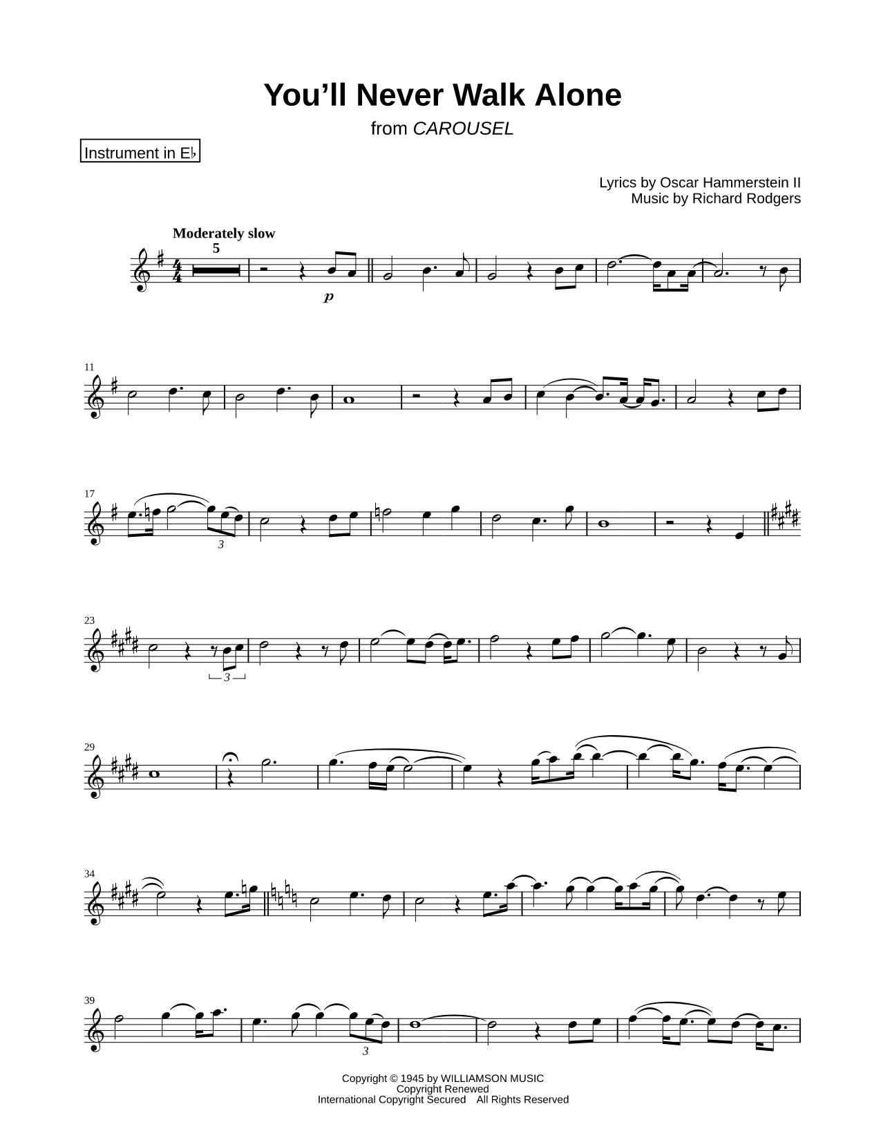 You'll Never Walk Alone - Eb Instrument