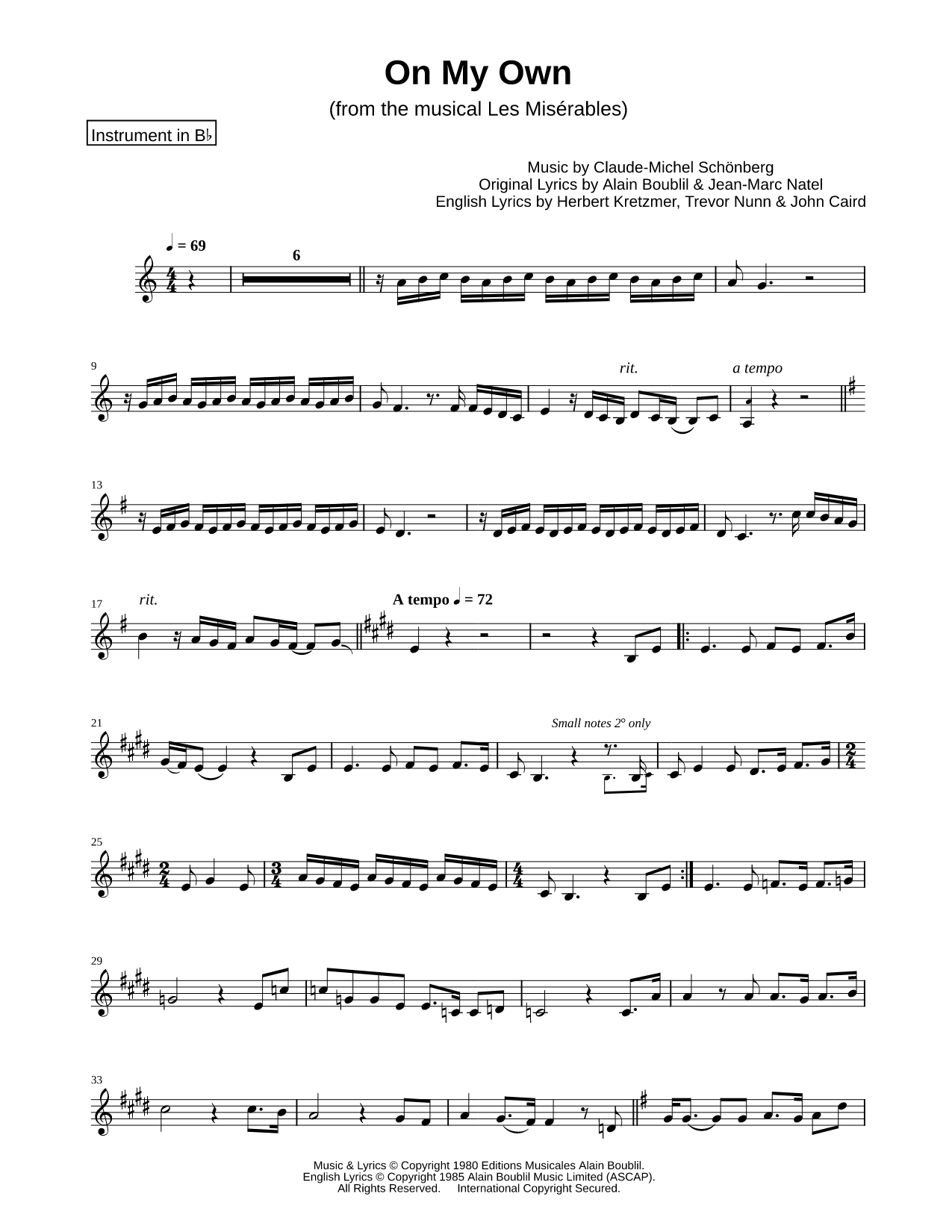On My Own - Bb Instrument