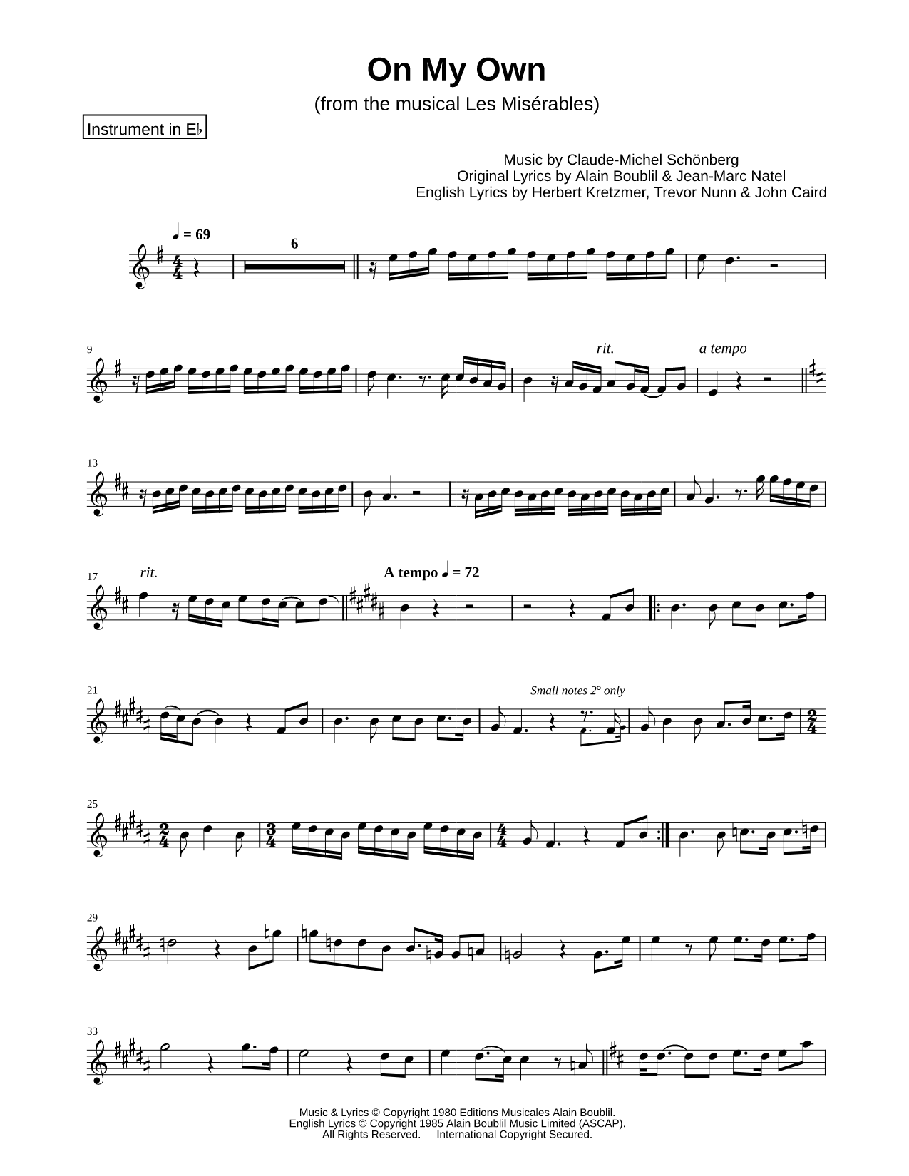 On My Own - Eb Instrument