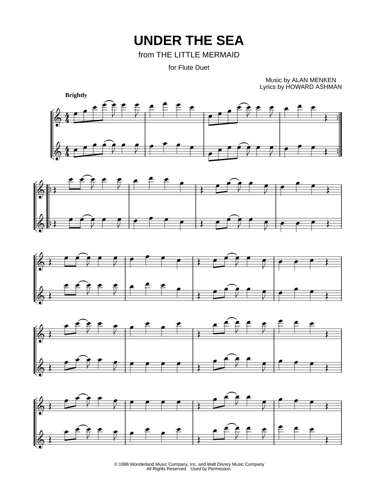 Under the Sea - Flute Duet