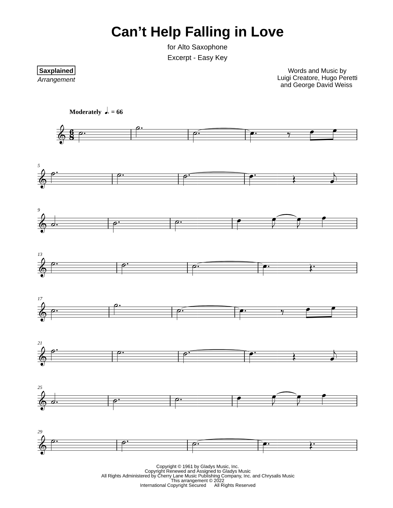 Can't Help Falling in Love [excerpt - easy]