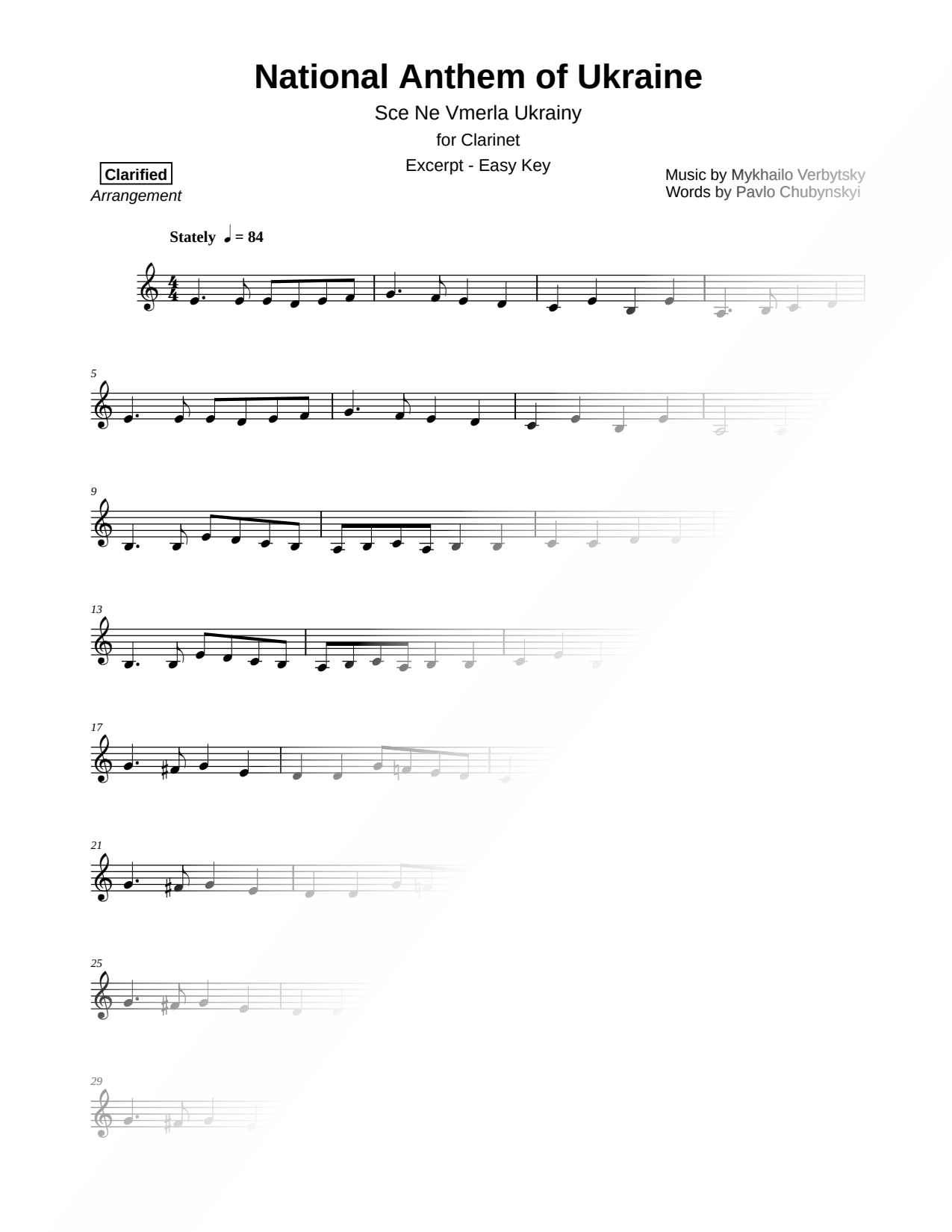 Sce Ne Vmerla Ukrainy (National Anthem of Ukraine) [excerpt - easy]