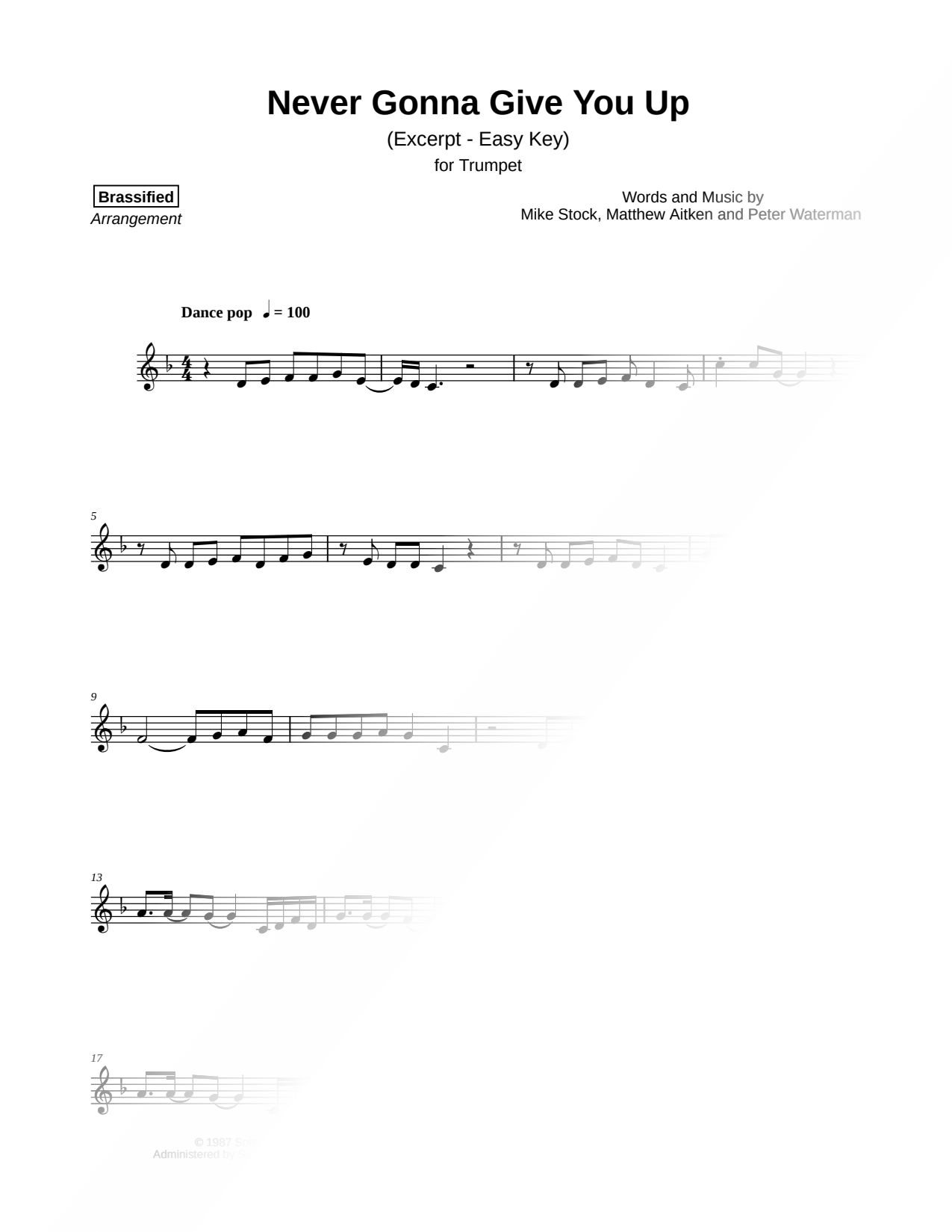 Never Gonna Give You Up [excerpt - easy]