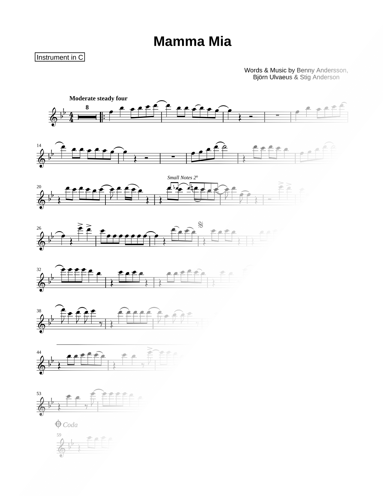 Mamma Mia - C Instrument