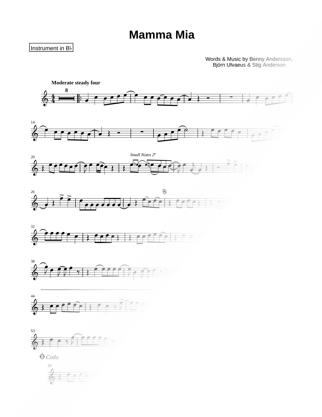 Mamma Mia - Bb Instrument