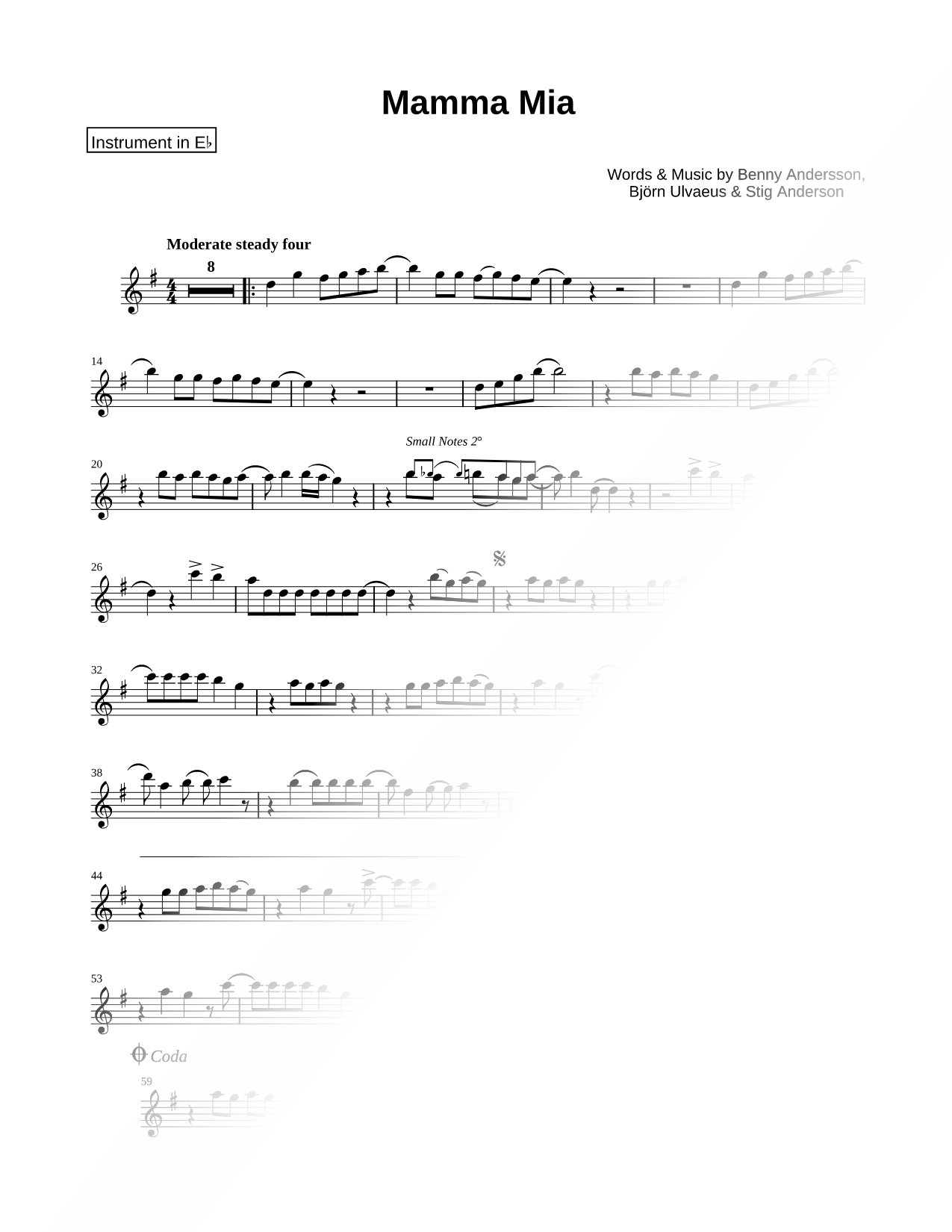 Mamma Mia - Eb Instrument