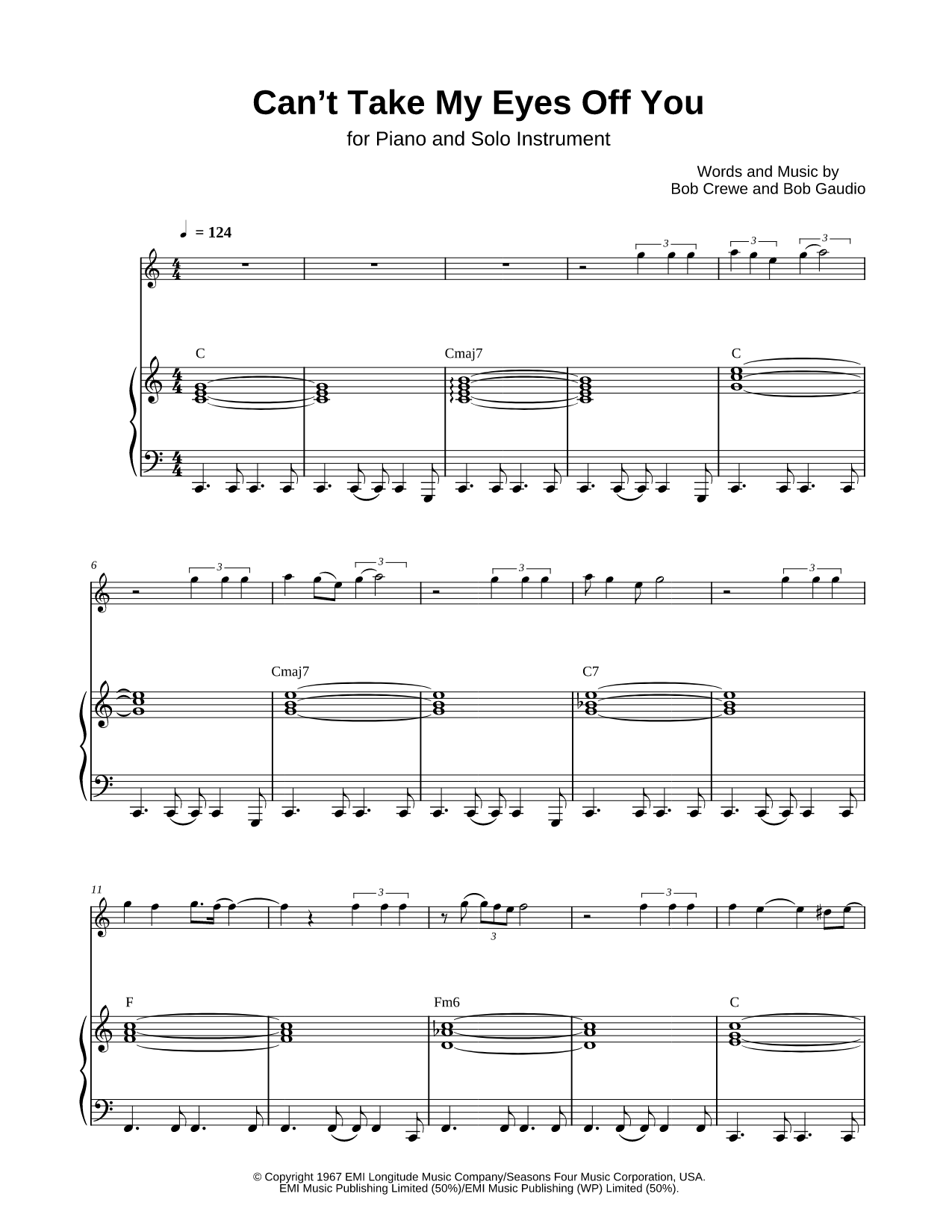 Can't Take My Eyes Off You - Piano Accompaniment
