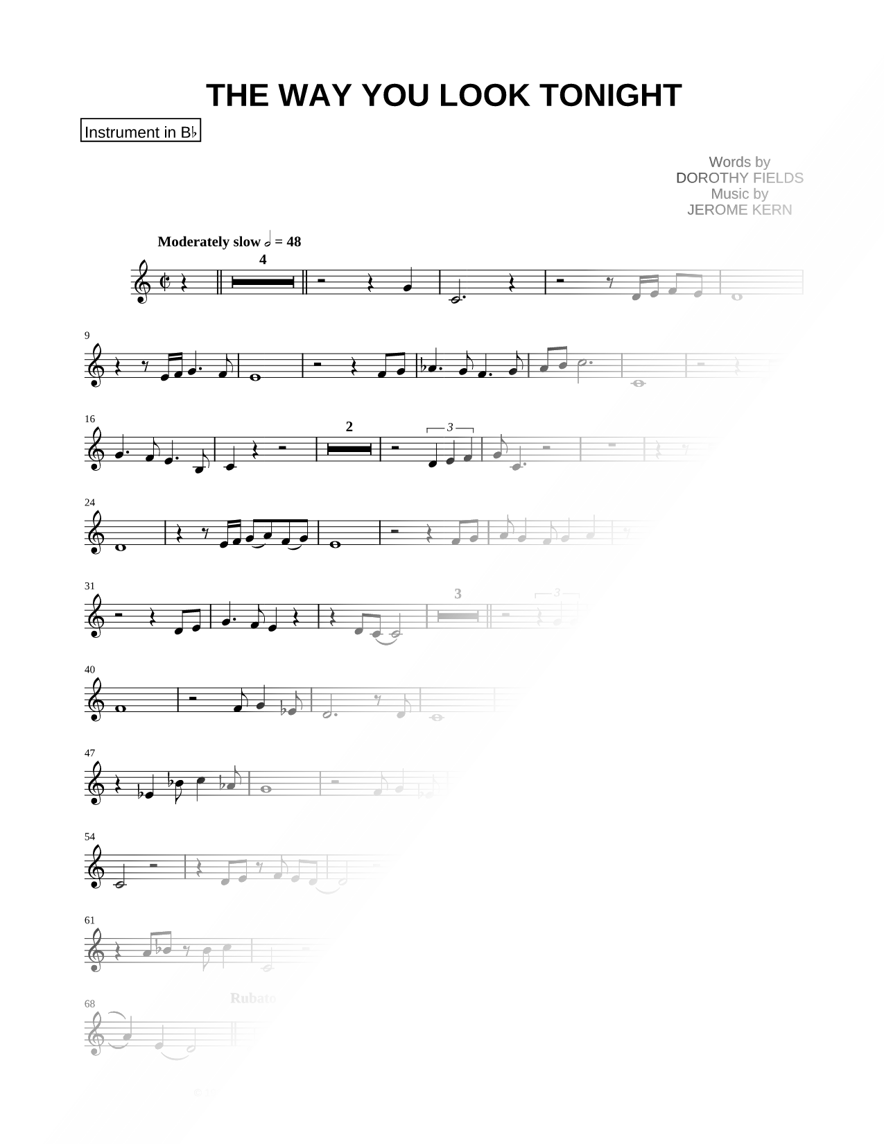 The Way You Look Tonight - Bb Instrument