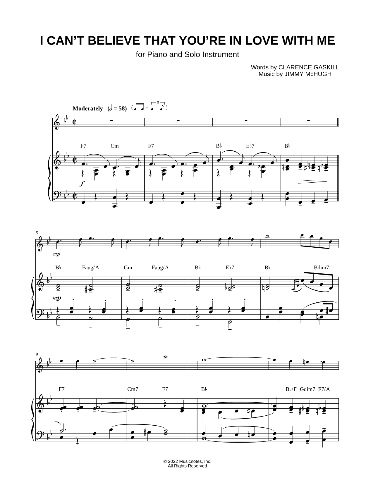 I Can't Believe That You're In Love With Me - Piano Accompaniment