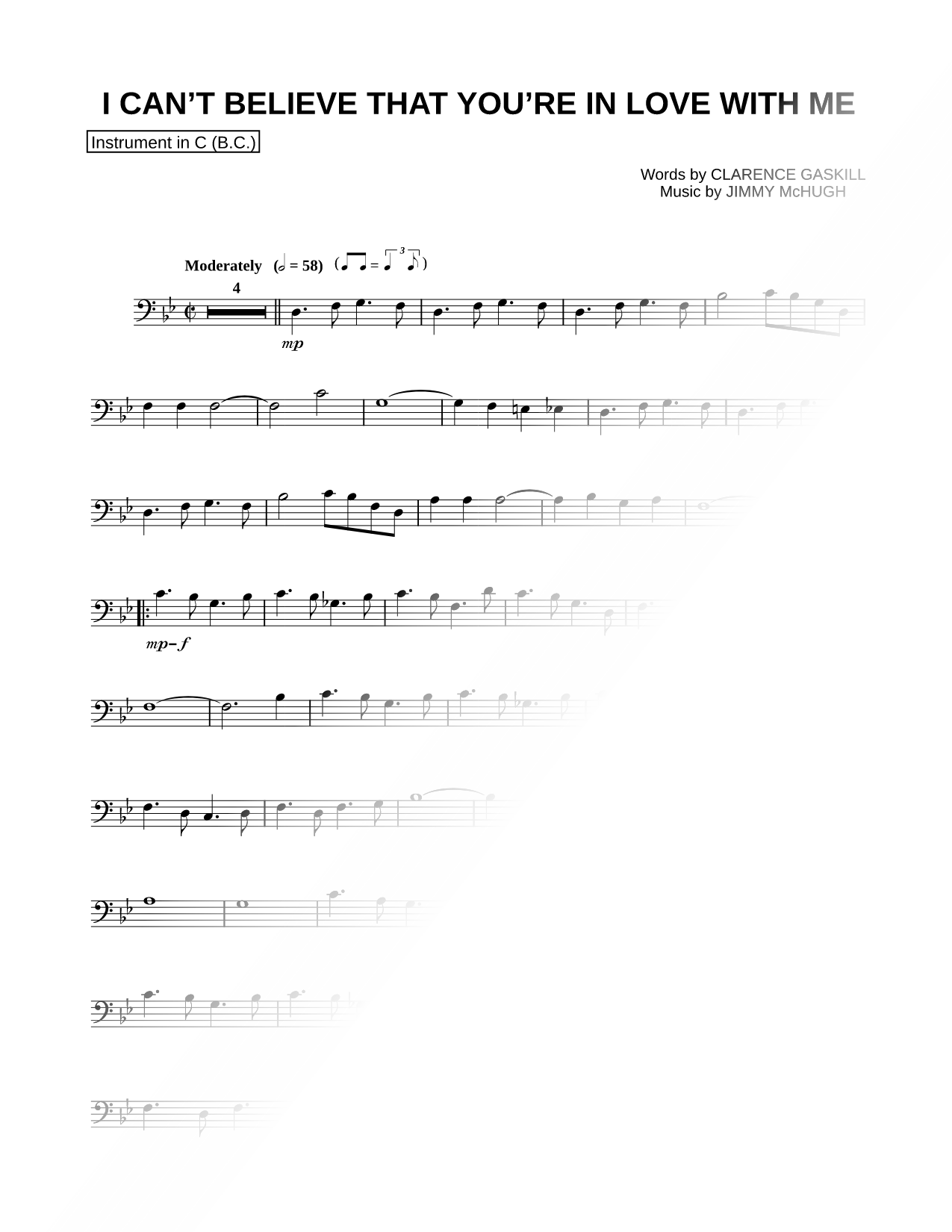I Can't Believe That You're In Love With Me - Bass Clef Instrument