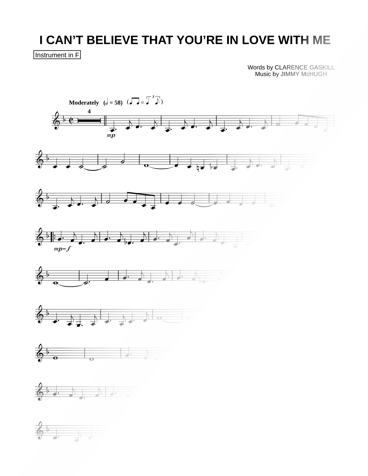 I Can't Believe That You're In Love With Me - F Instrument
