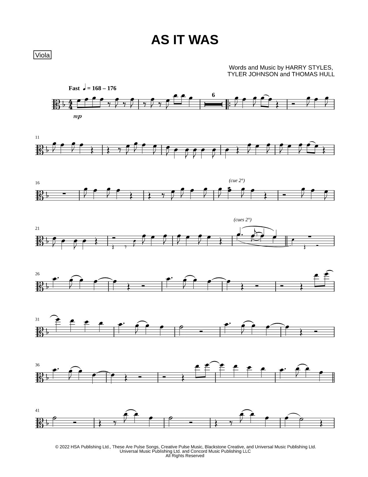 As It Was - Viola