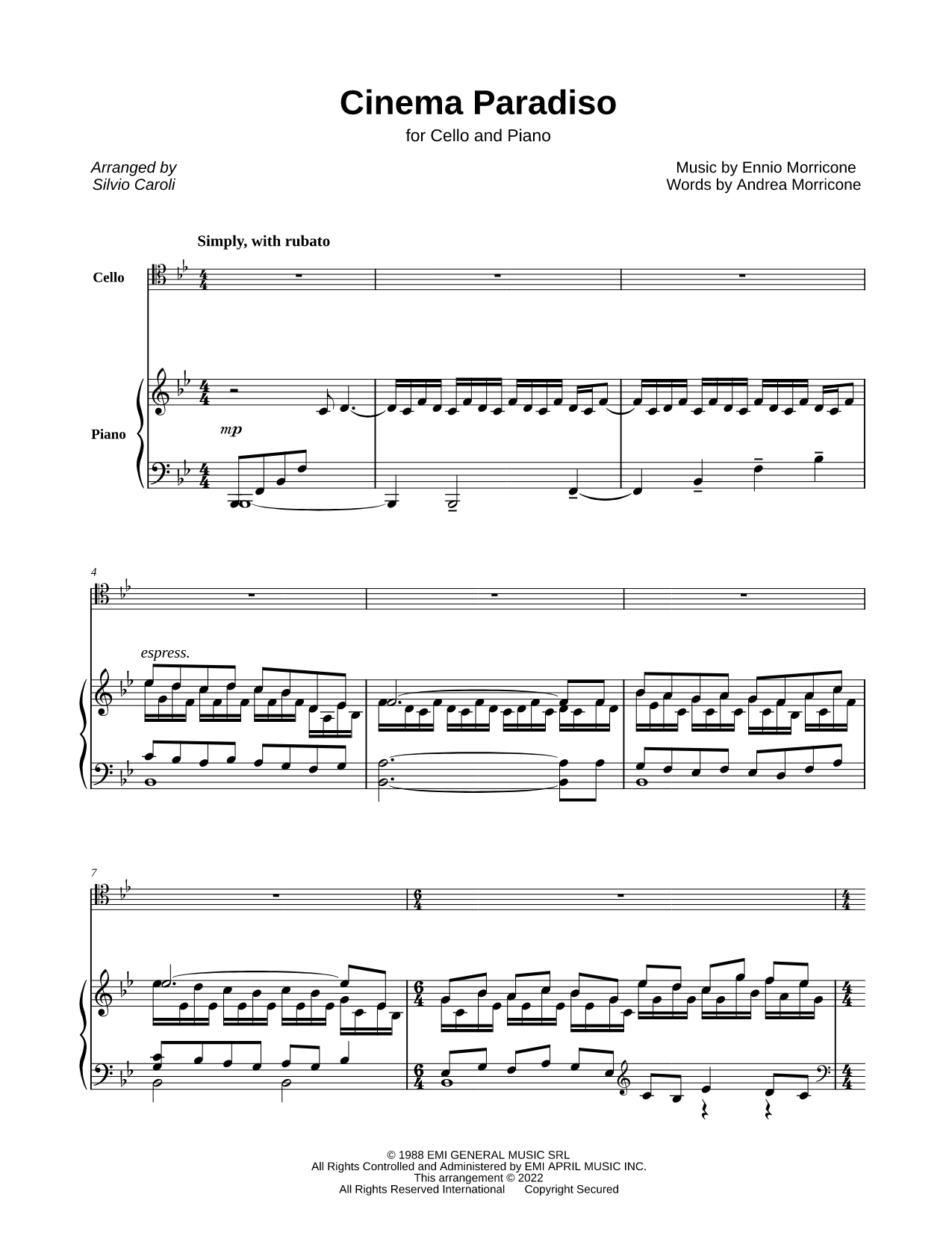 Cinema Paradiso - Cello & Piano