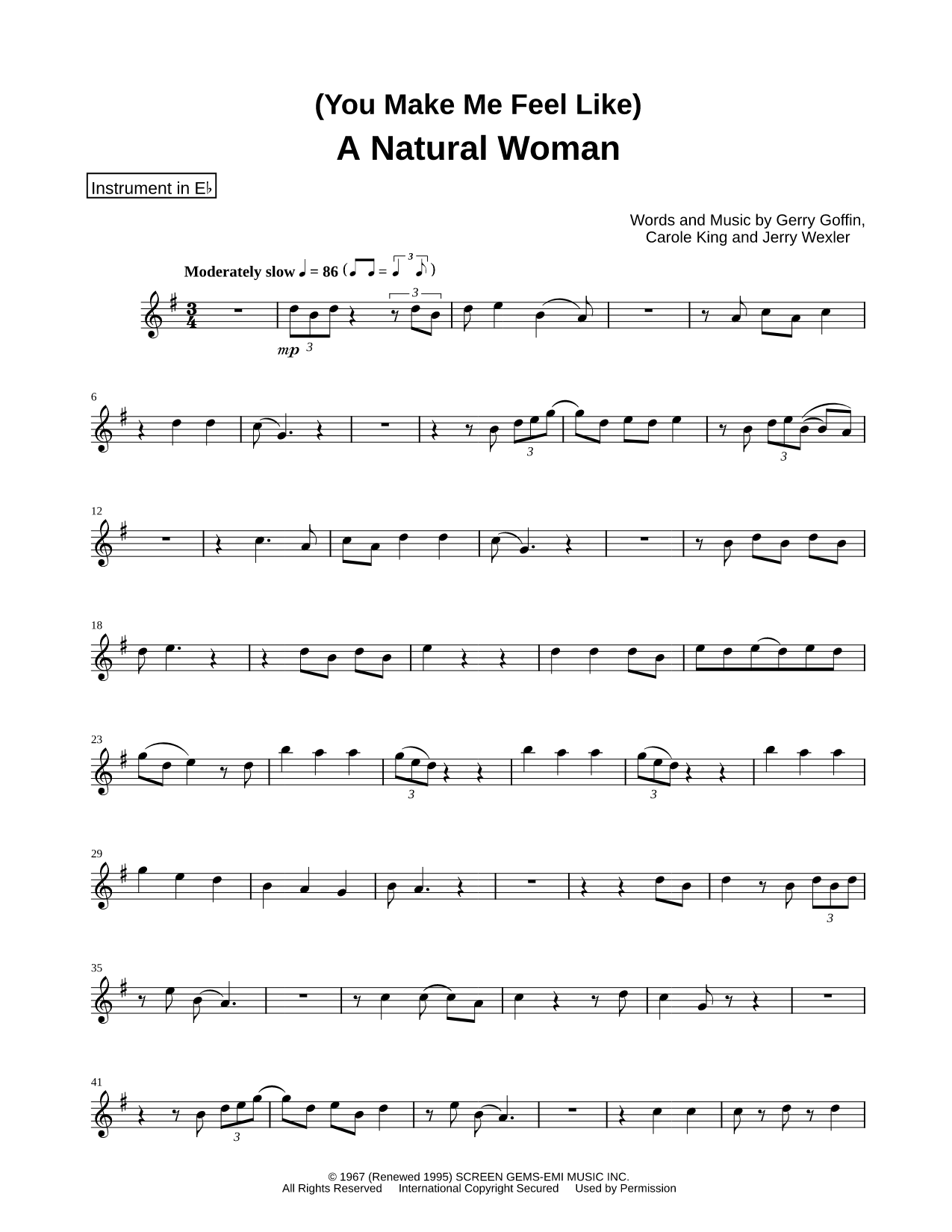 (You Make Me Feel Like) A Natural Woman - Eb Instrument