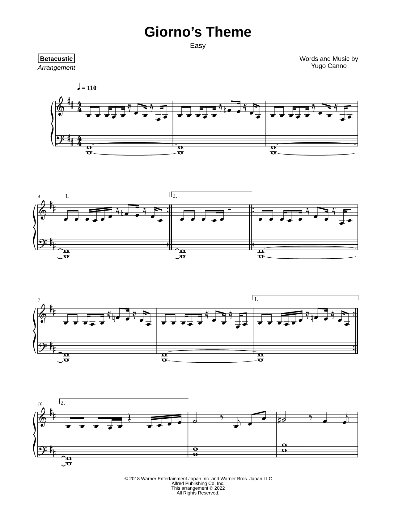 Giorno's Theme [easy]