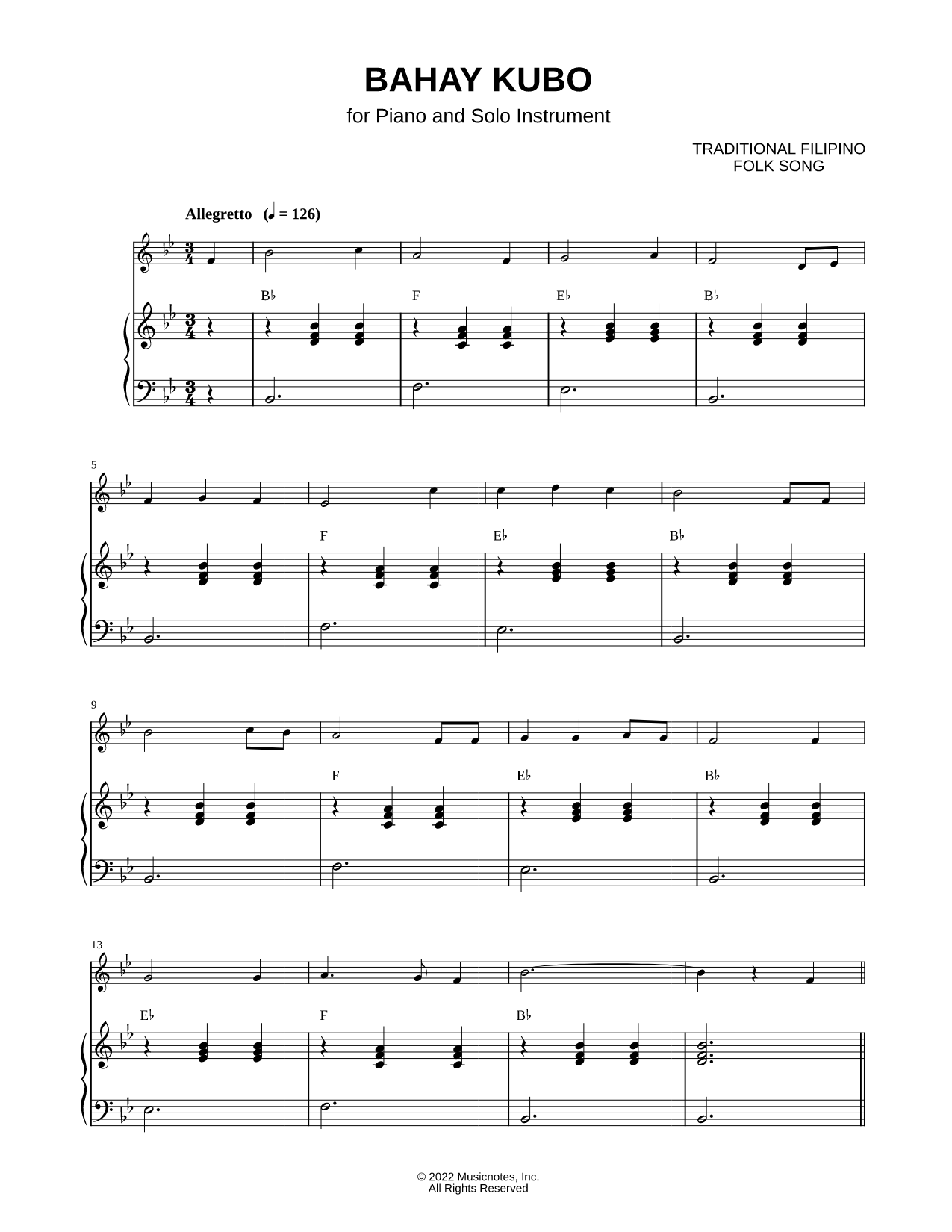Bahay Kubo - Piano Accompaniment