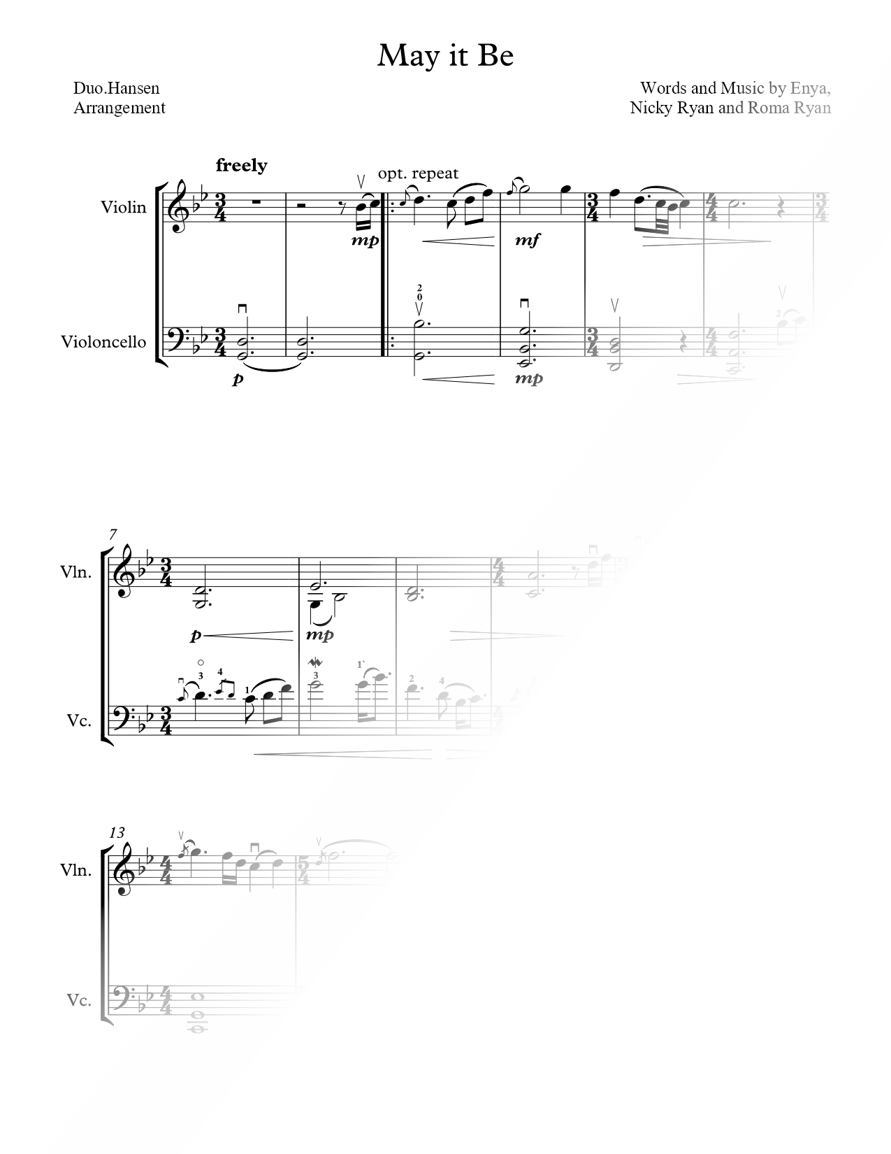 May It Be - Violin & Cello