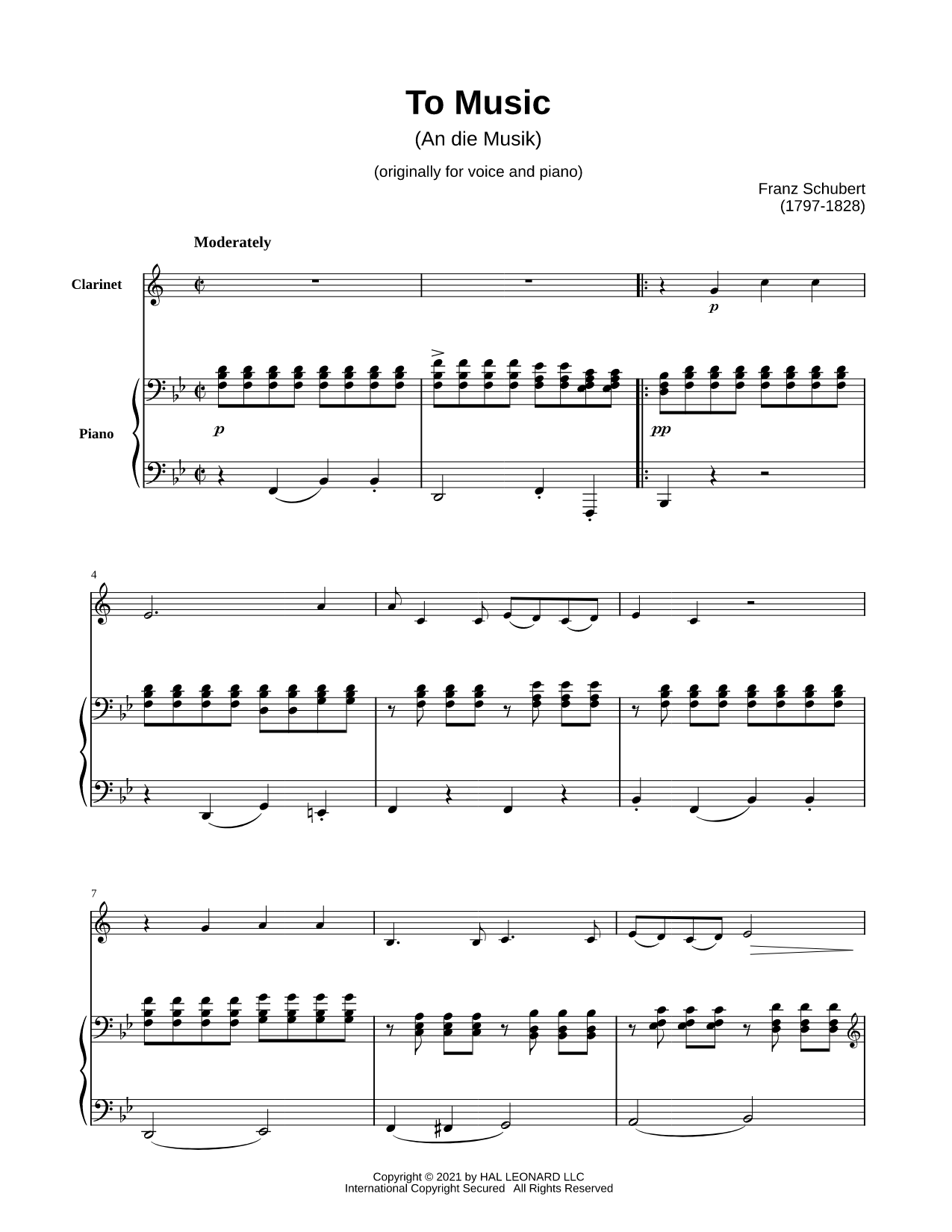 An die Musik - Clarinet & Piano