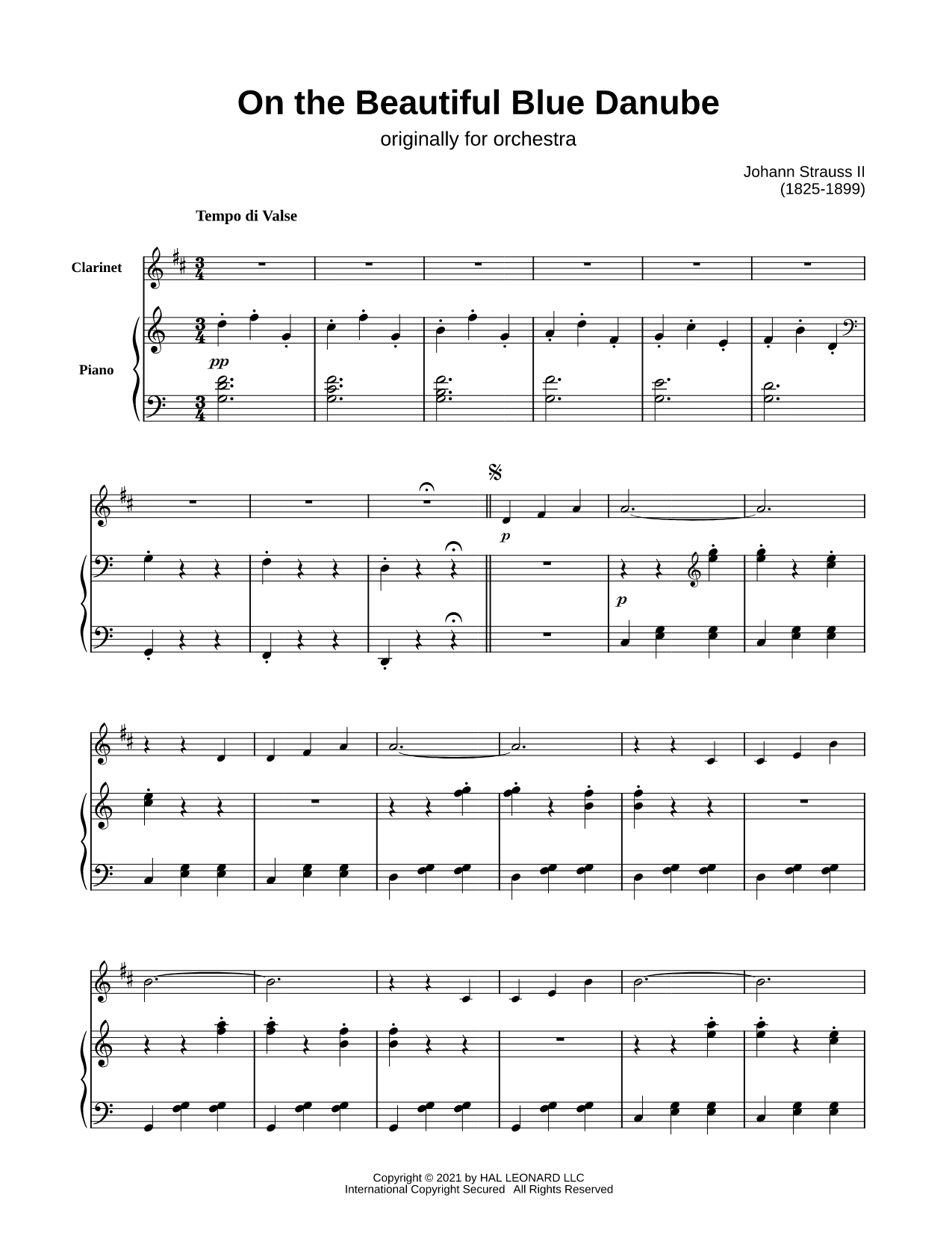 On the Beautiful Blue Danube - Clarinet & Piano