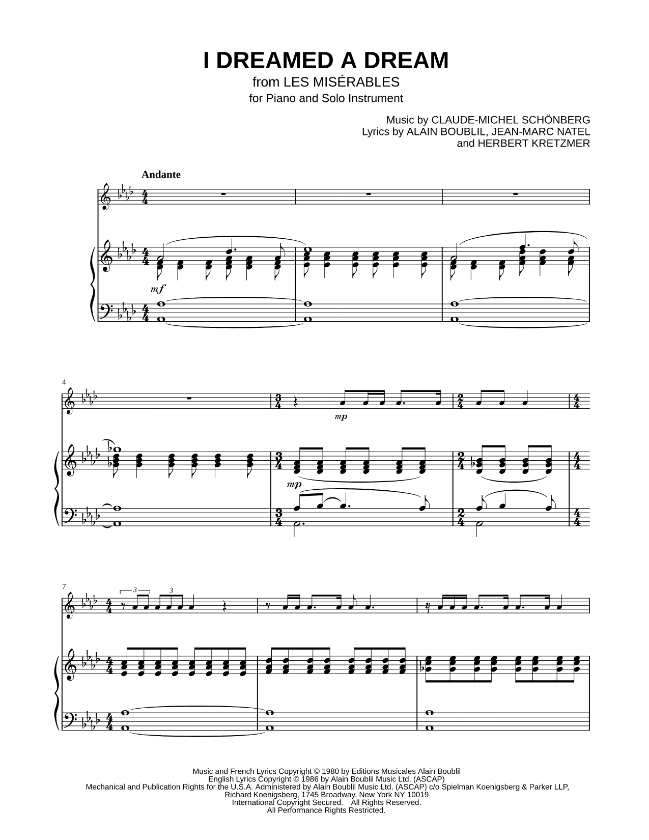 I Dreamed a Dream - Piano Accompaniment