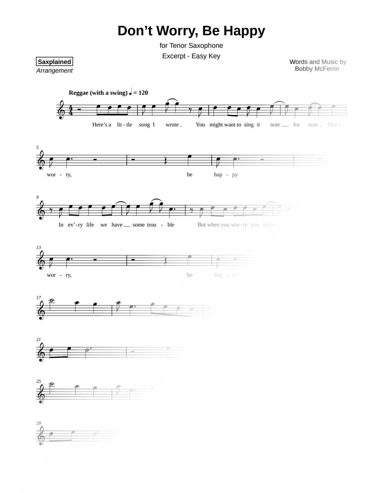 Don't Worry, Be Happy [excerpt - easy]