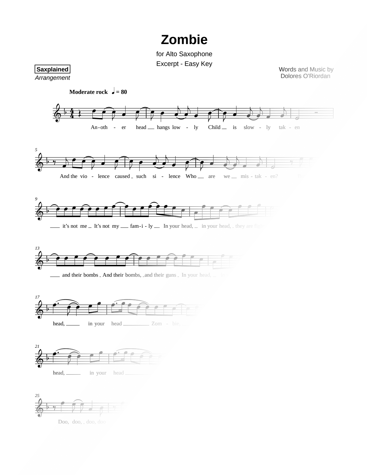 Zombie [excerpt - easy]