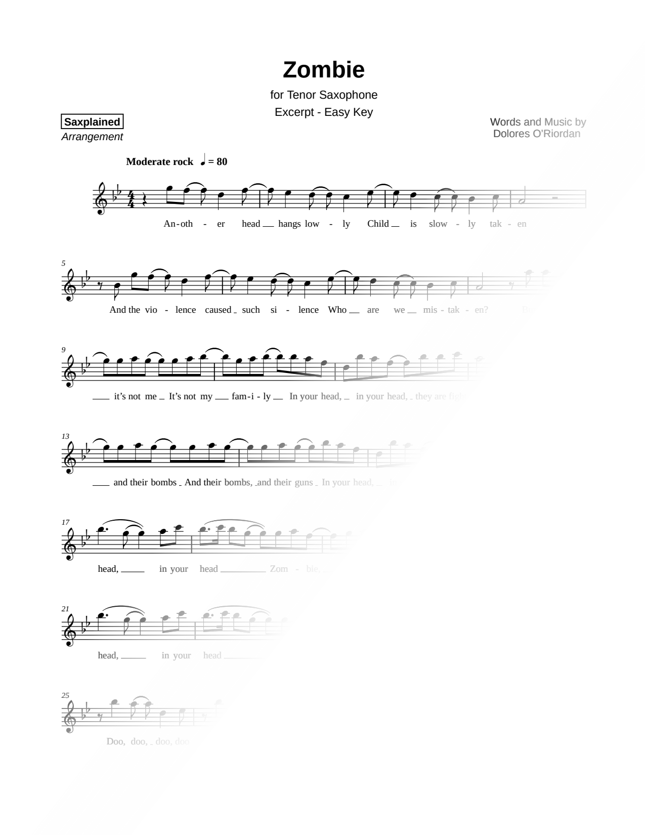 Zombie [excerpt - easy]