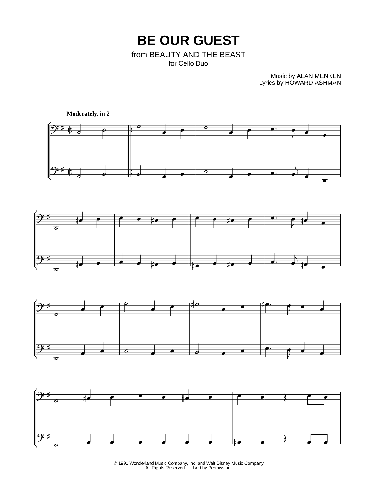 Be Our Guest - Cello Duet