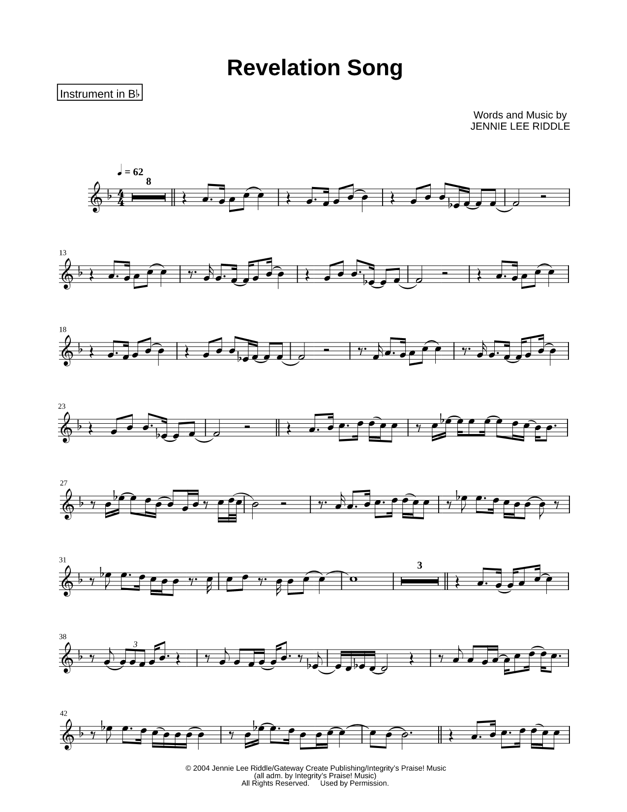 Revelation Song - Bb Instrument