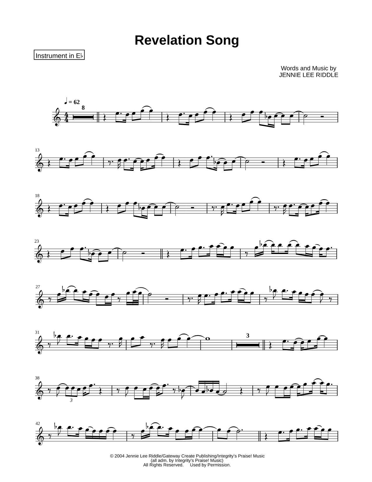 Revelation Song - Eb Instrument