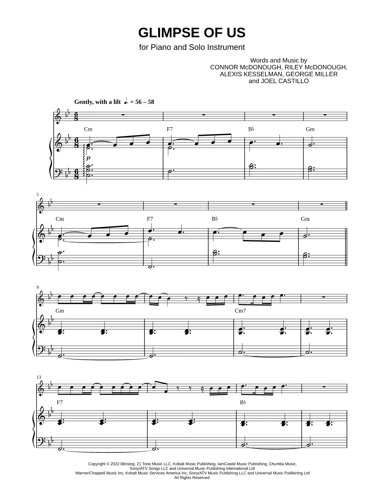 Glimpse of Us - Piano Accompaniment
