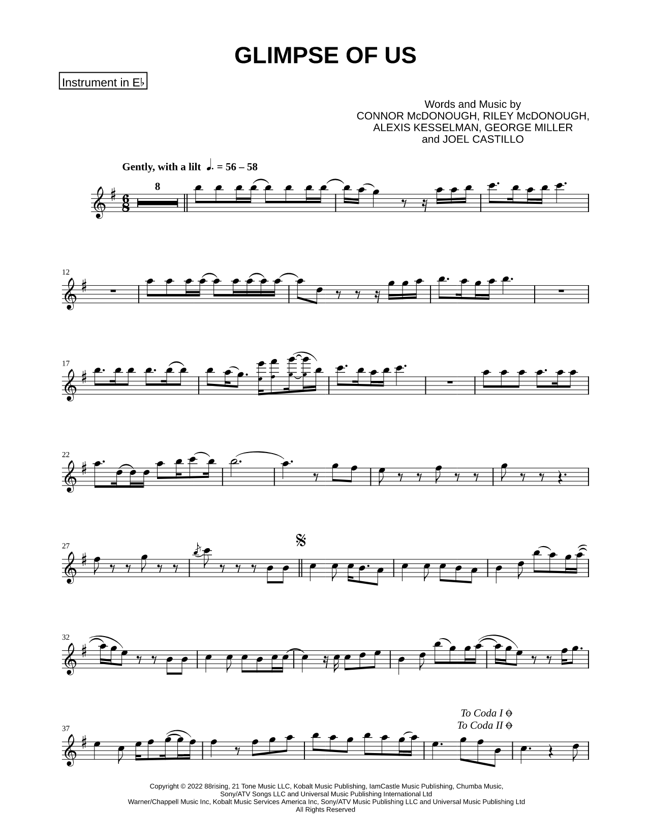 Glimpse of Us - Eb Instrument