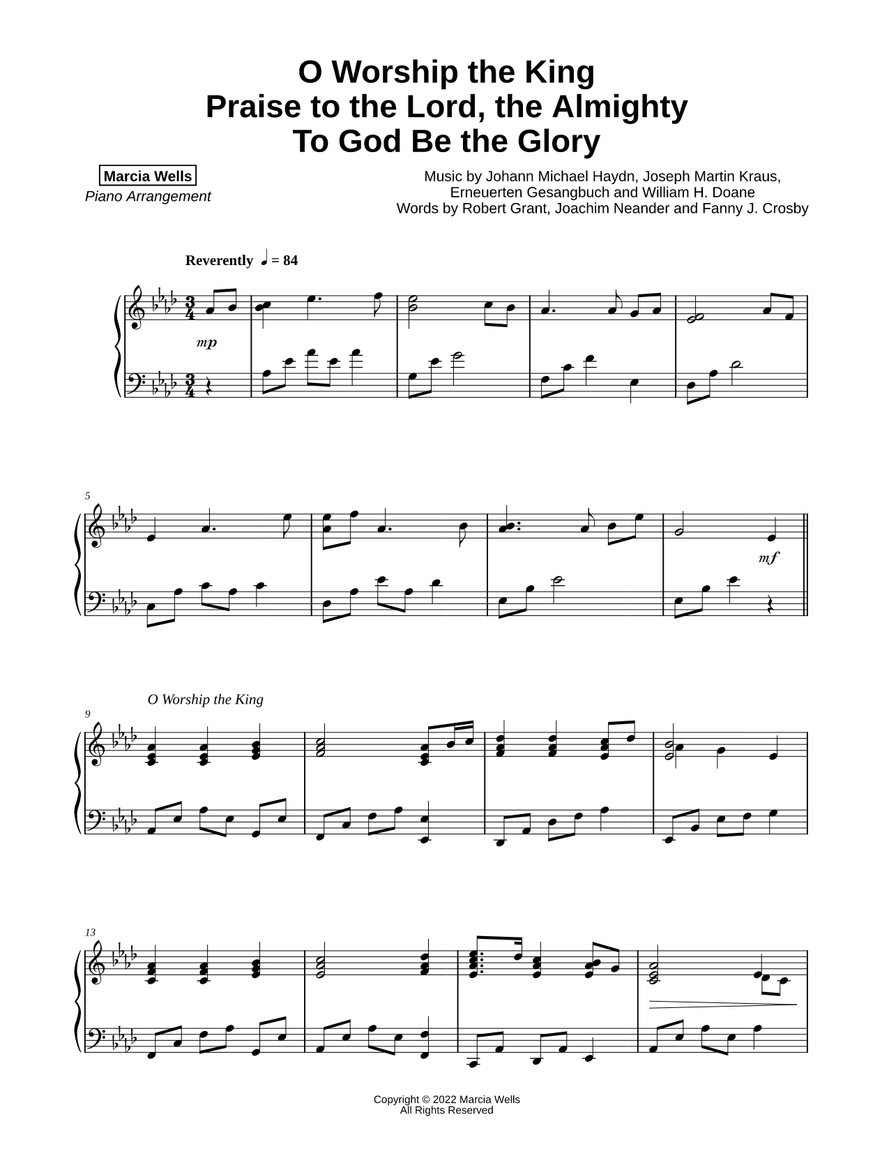 O Worship the King / Praise to the Lord, the Almighty / To God Be the Glory