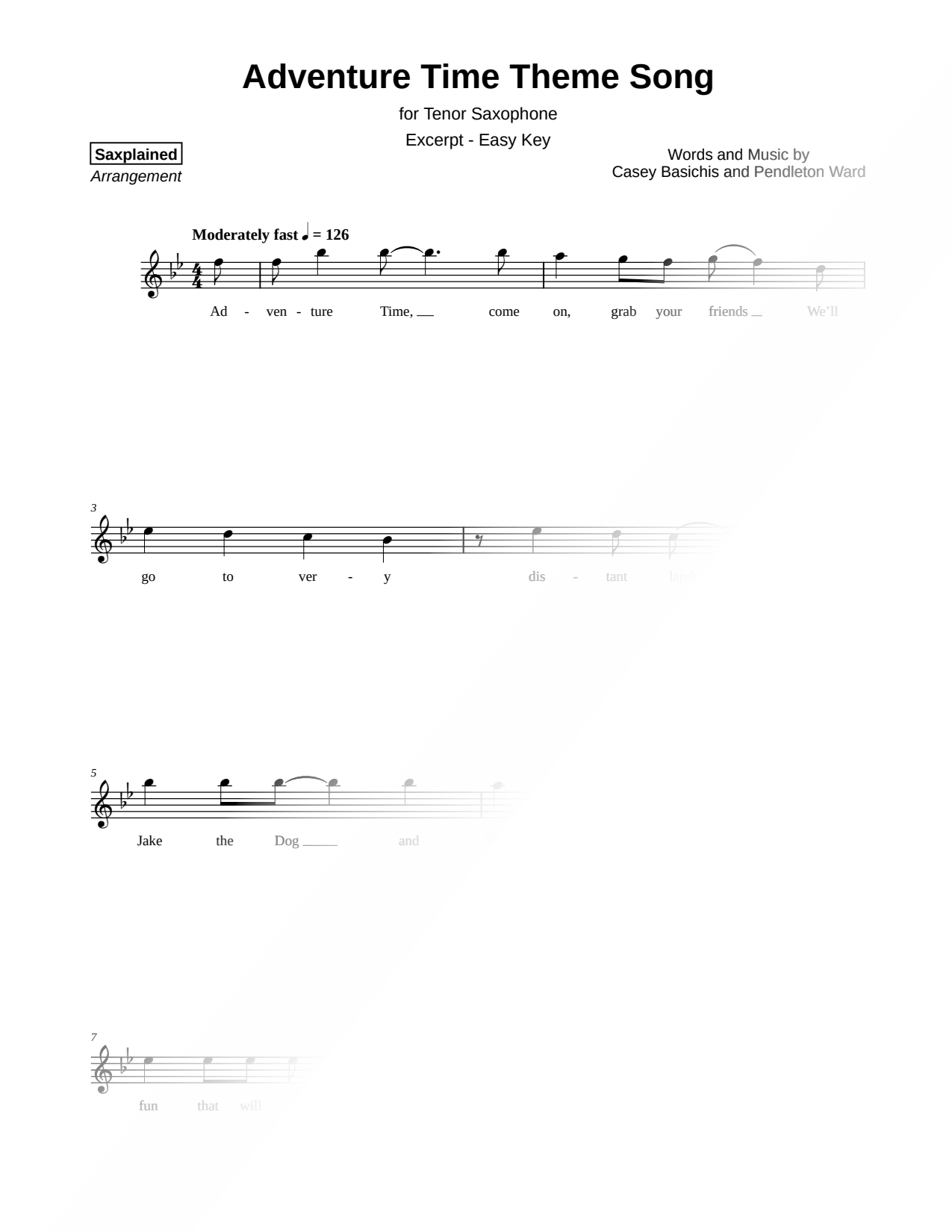 Adventure Time Theme Song [excerpt - easy]