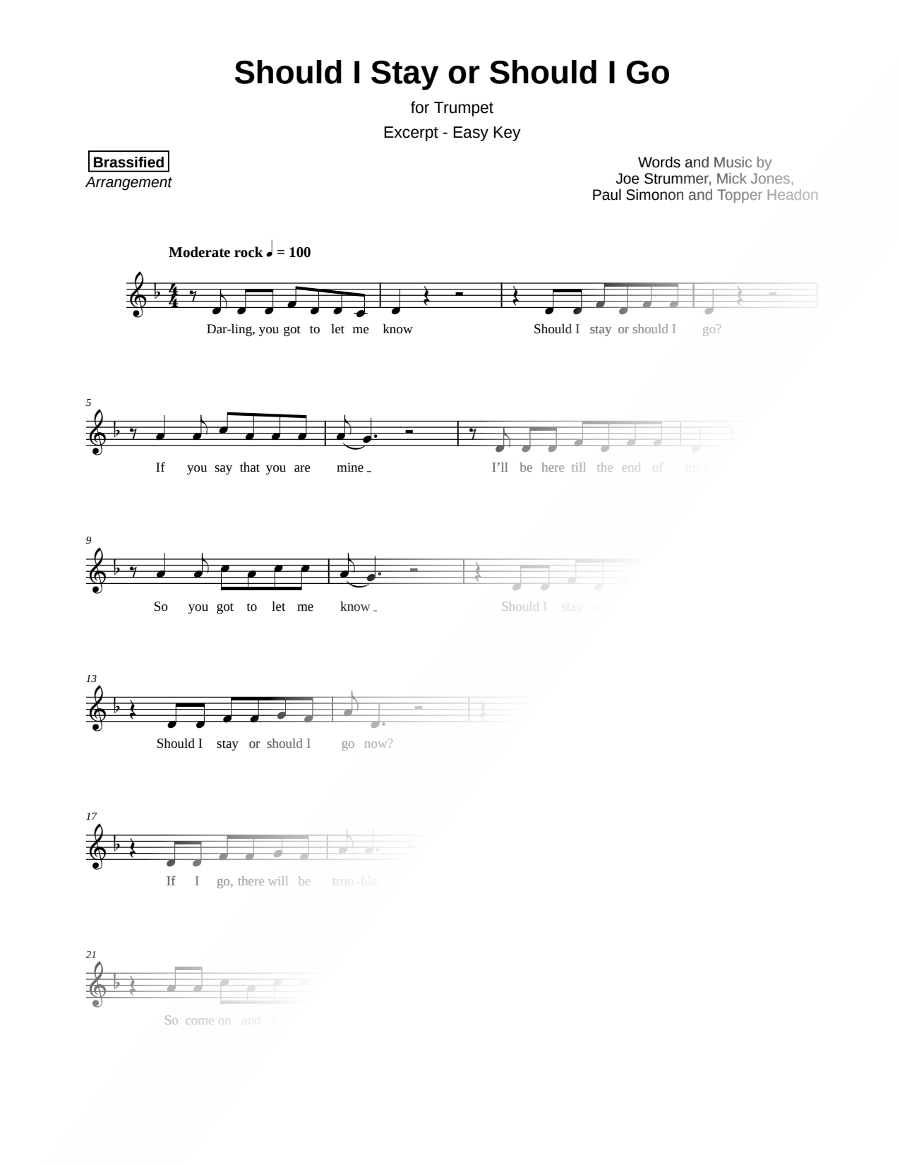 Should I Stay or Should I Go [excerpt - easy]