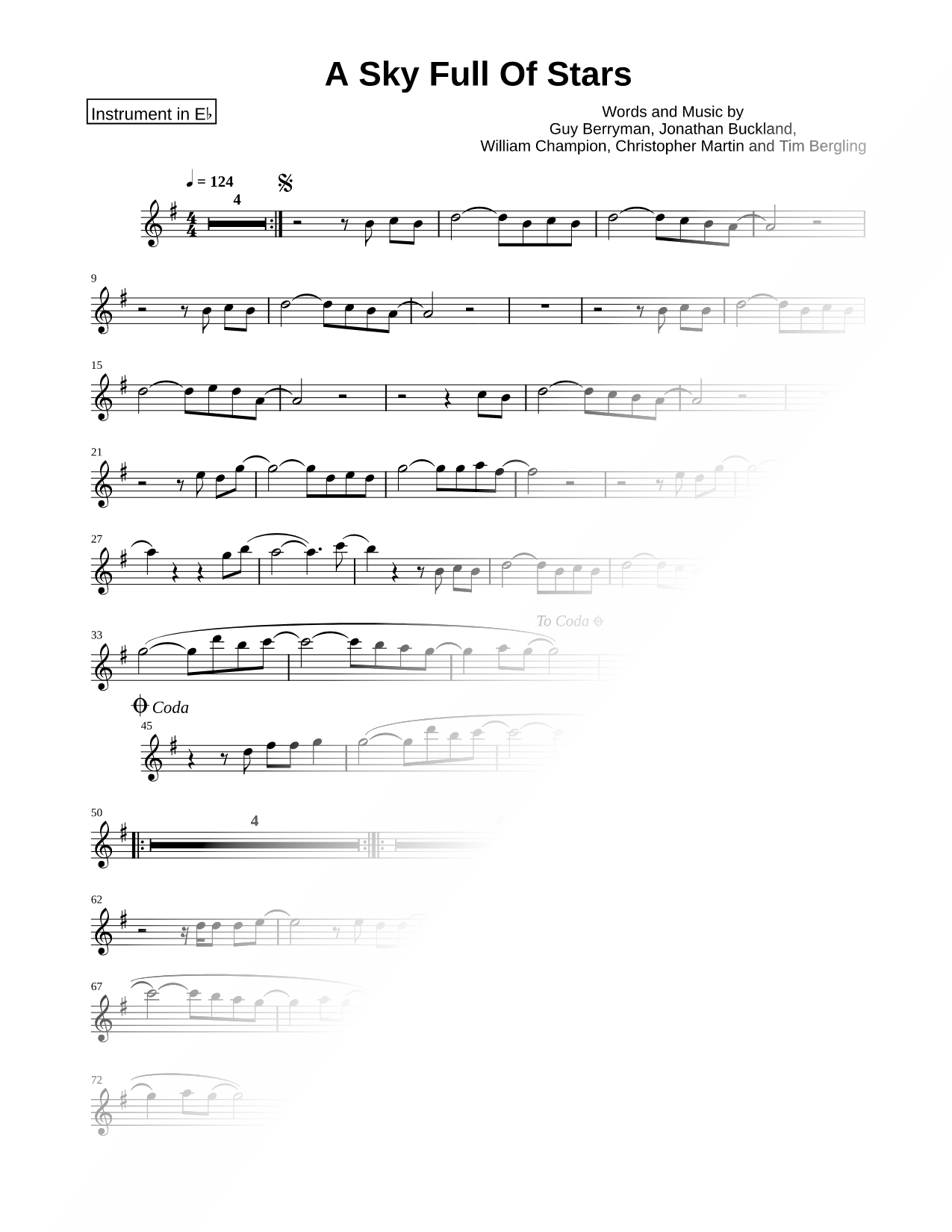 A Sky Full of Stars - Eb Instrument