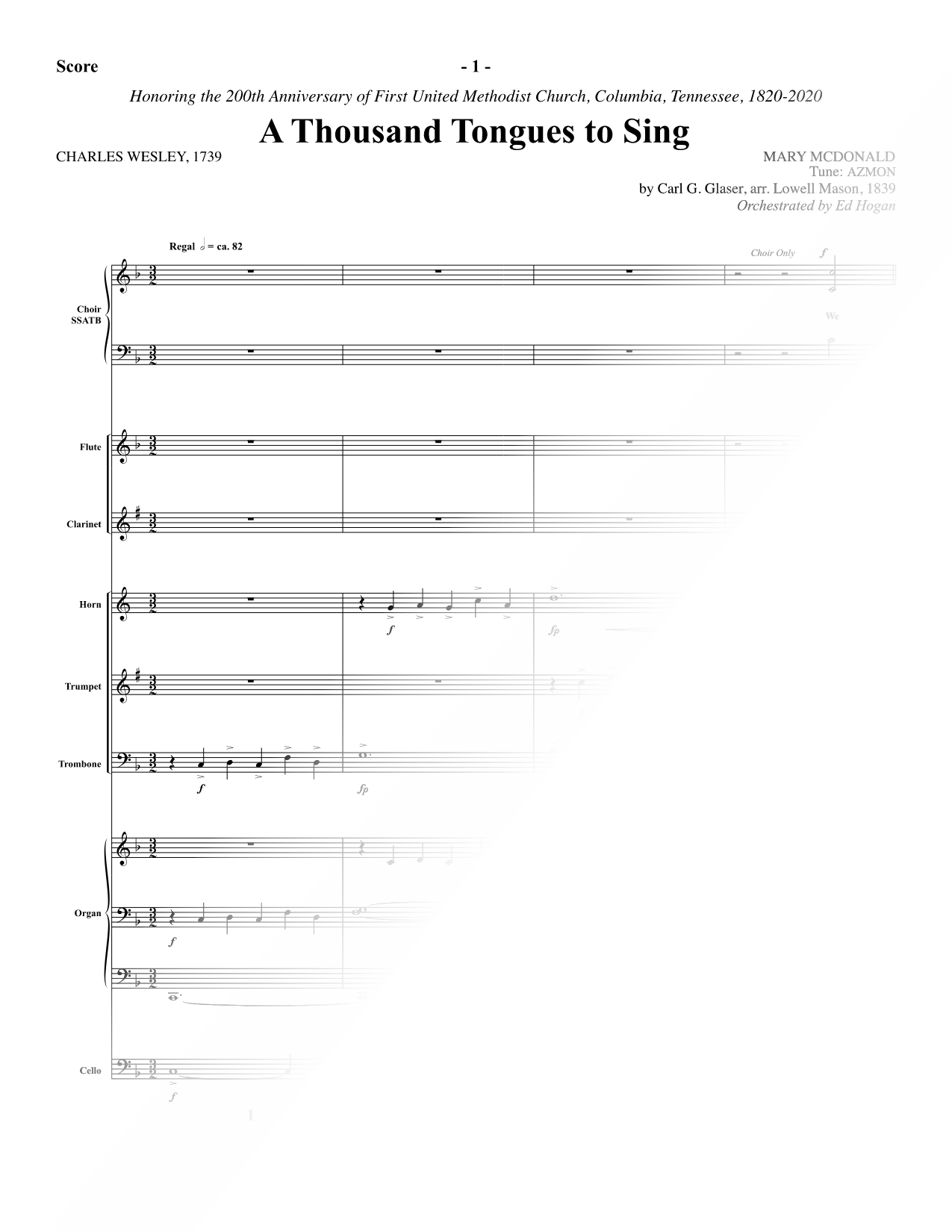 O for a Thousand Tongues to Sing [Instrumental Score]