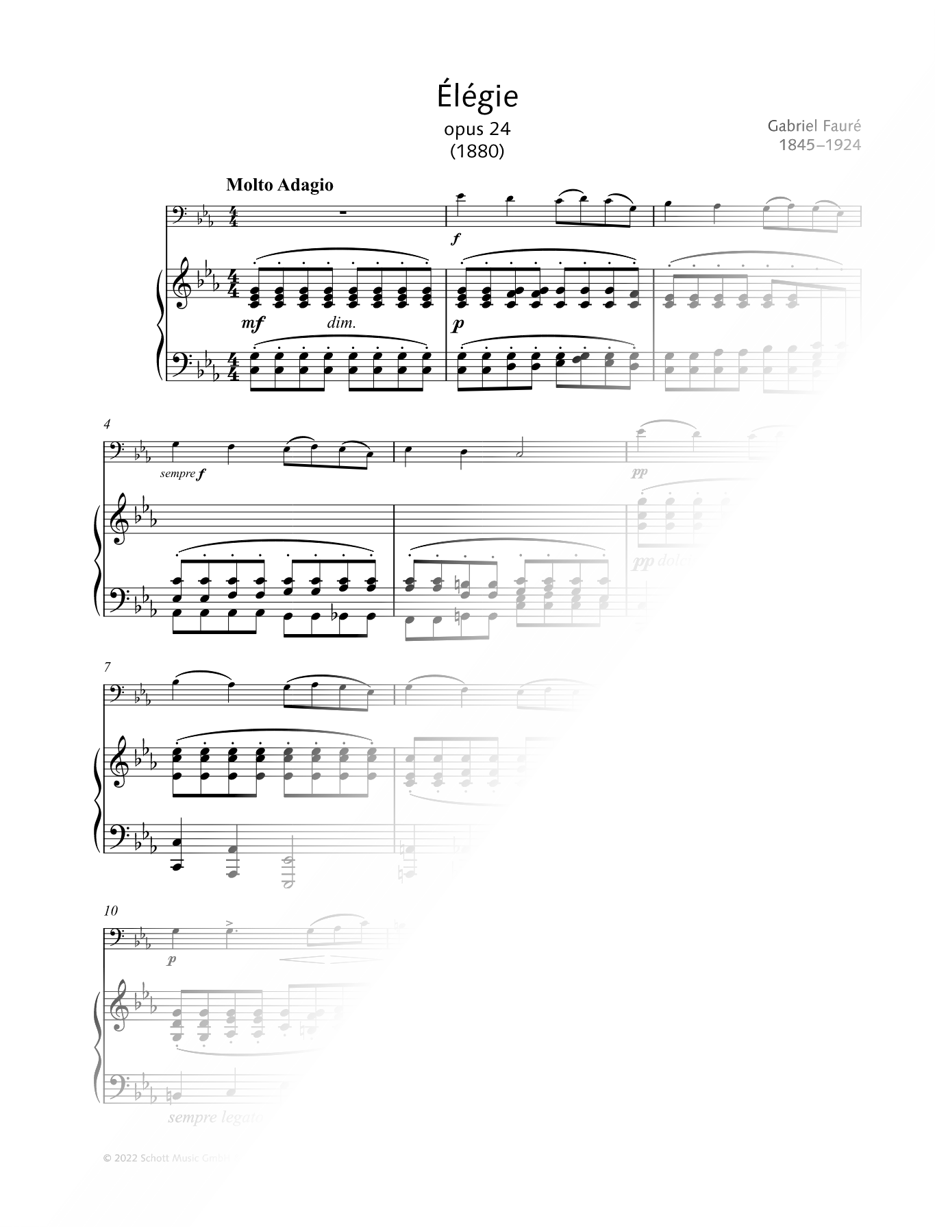 Élégie, Op. 24 - Cello & Piano