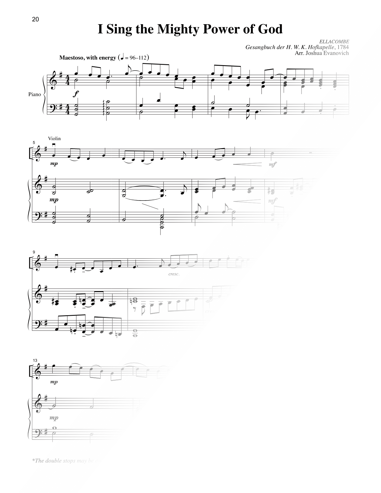 I Sing the Mighty Power of God - Violin & Piano