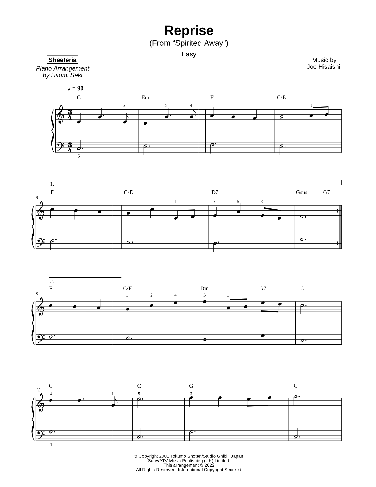 Reprise from Spirited Away [easy]