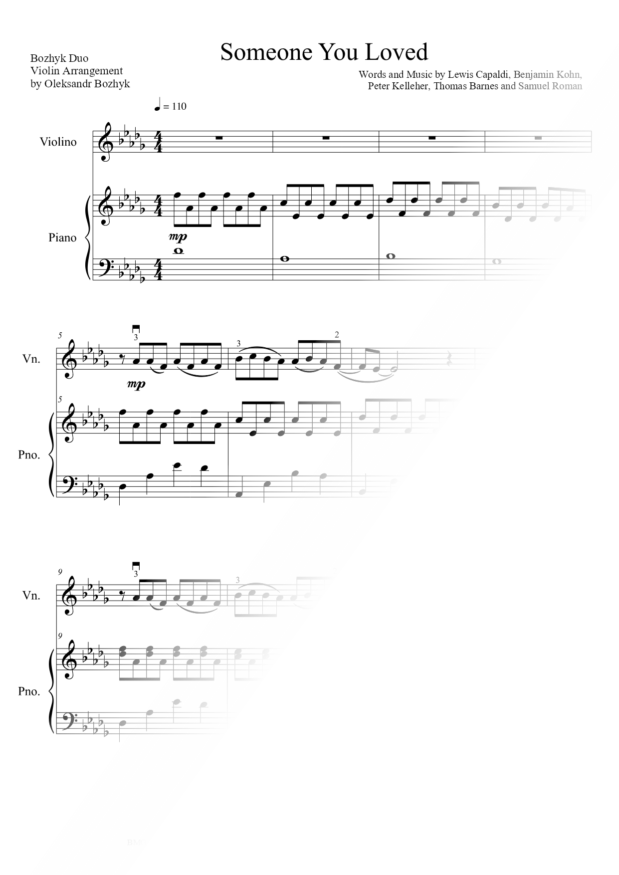 Someone You Loved - Violin & Piano