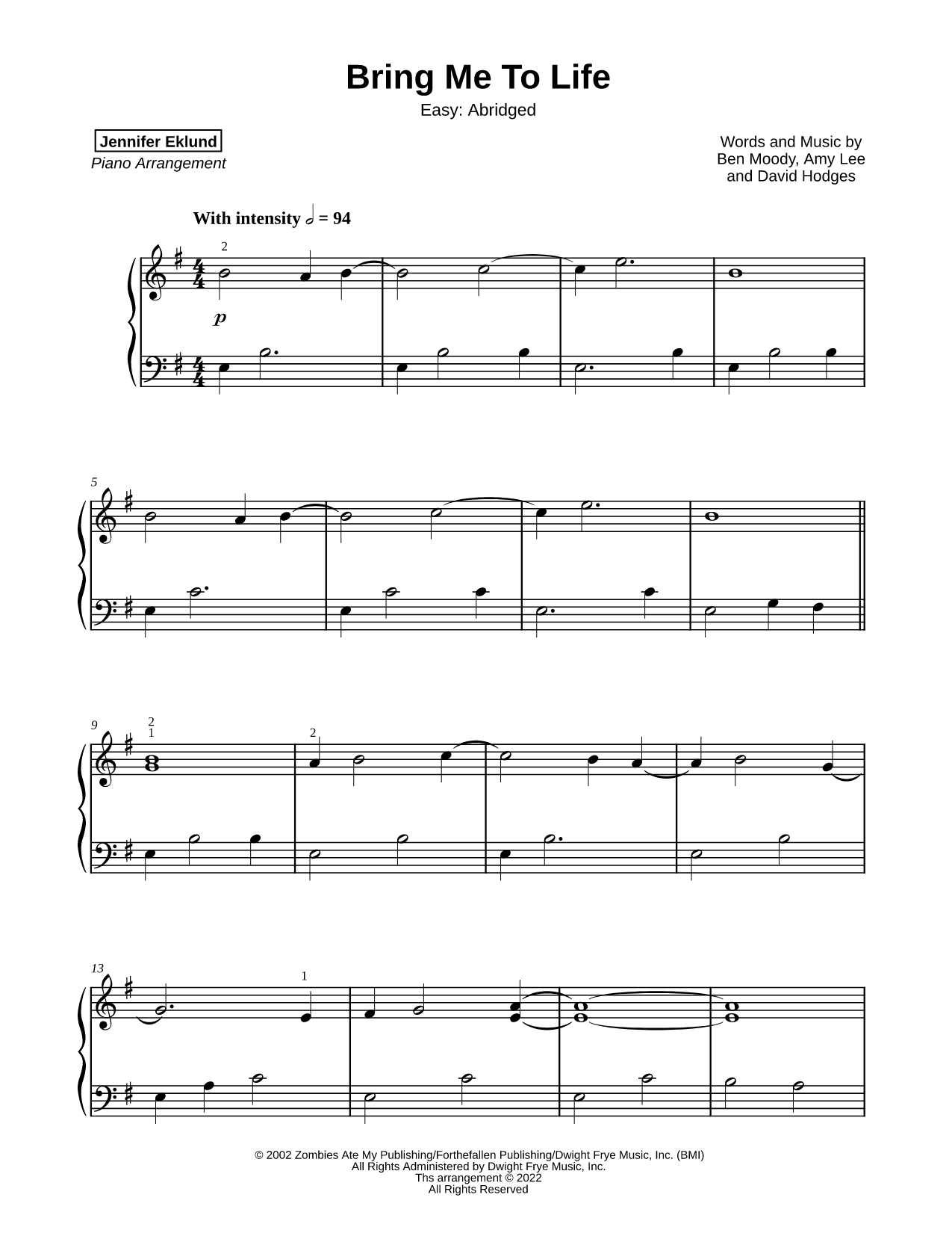Bring Me to Life [easy - abridged]