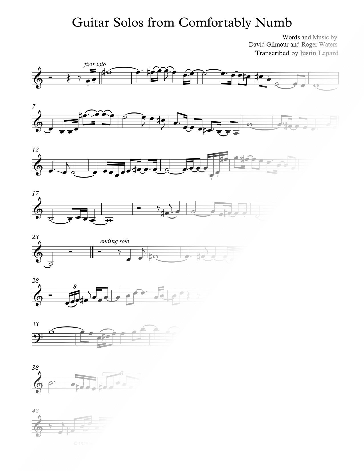 Guitar Solos from Comfortably Numb
