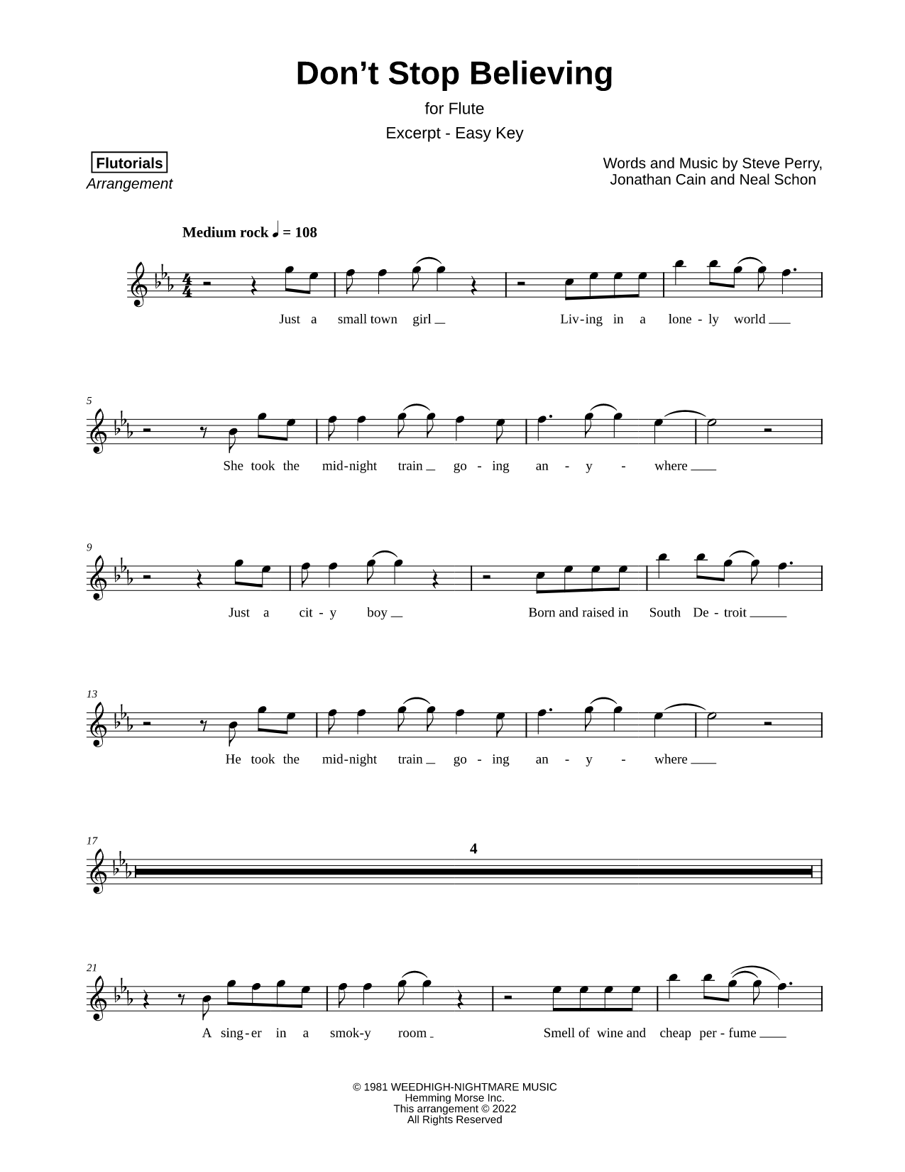 Don't Stop Believin' [excerpt - easy]