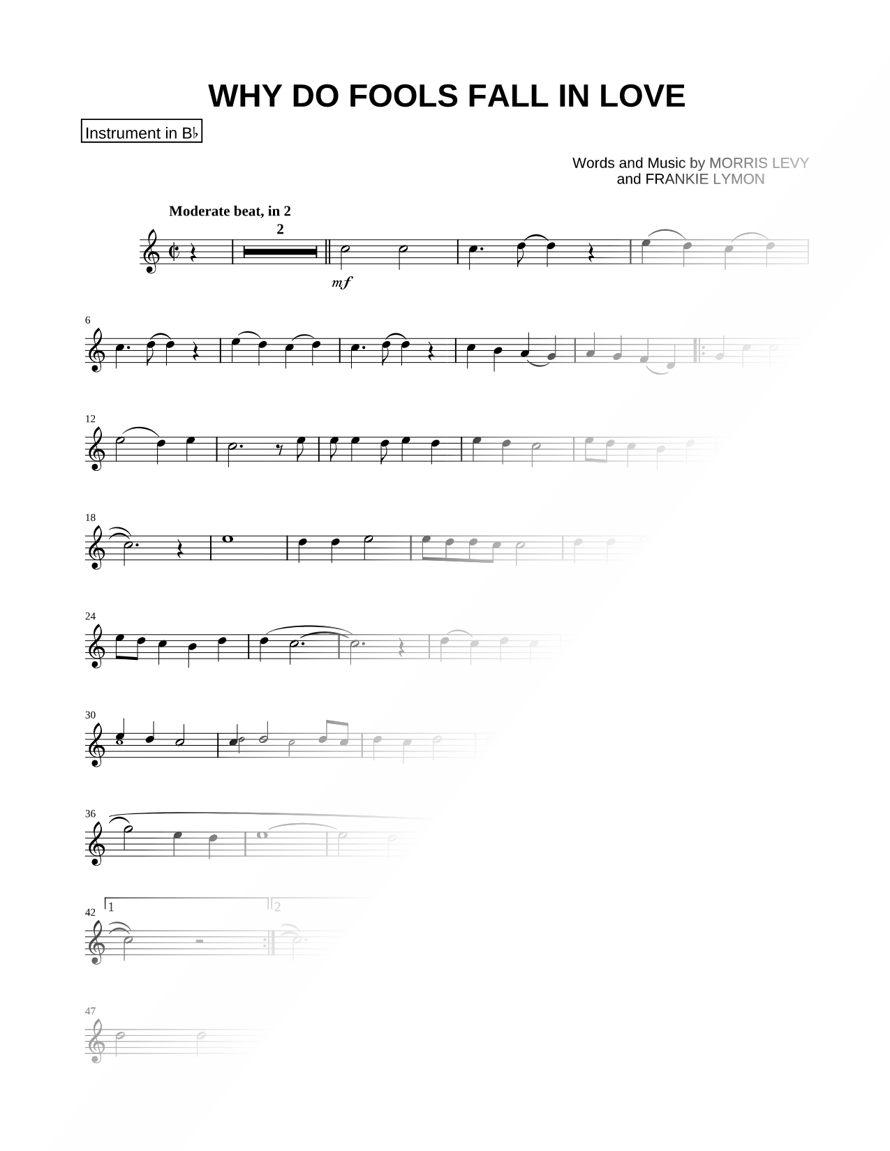 Why Do Fools Fall In Love - Bb Instrument